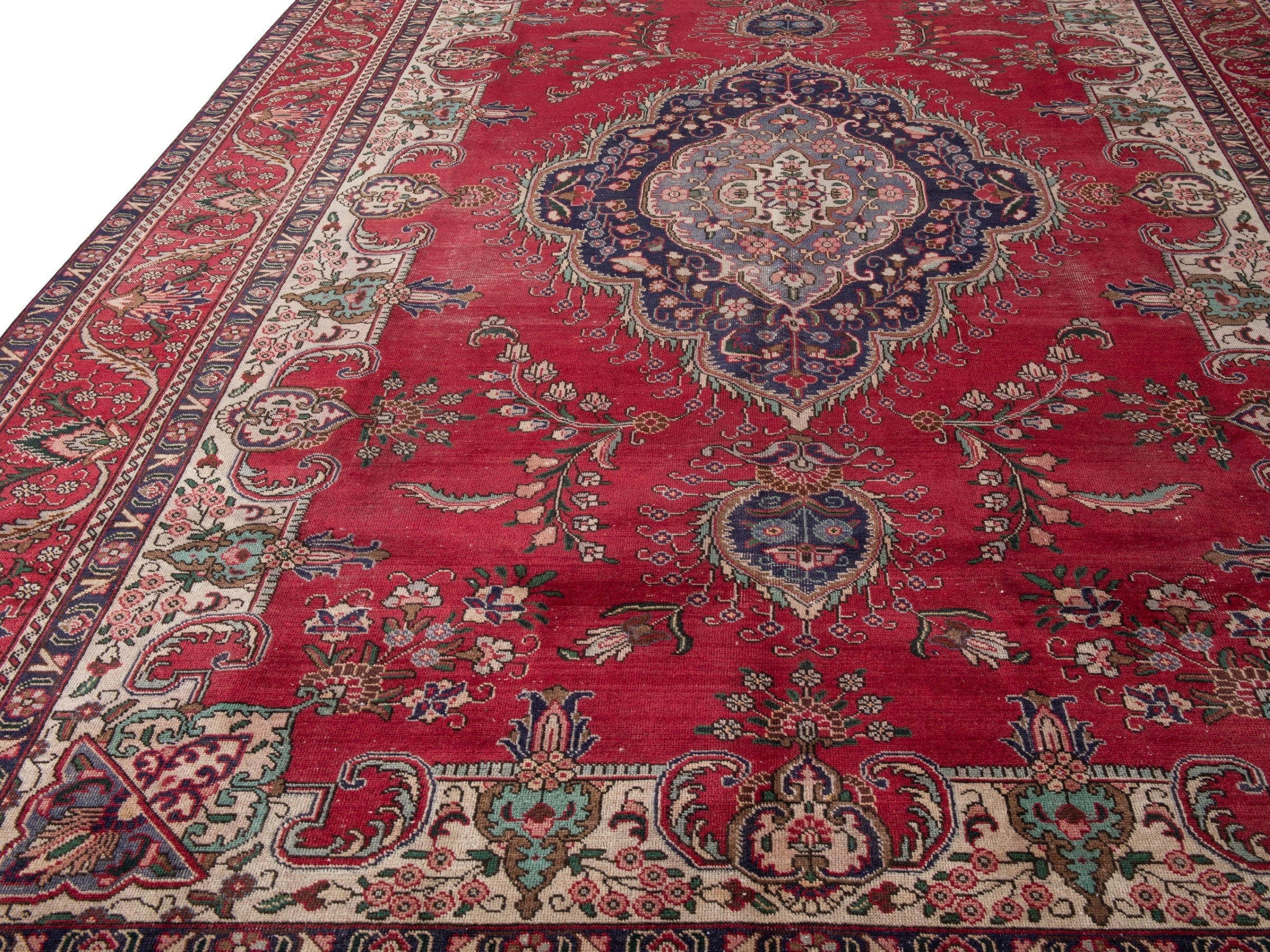 Persian Tabriz oversized rug in deep red and burgundy, view 9 of 21