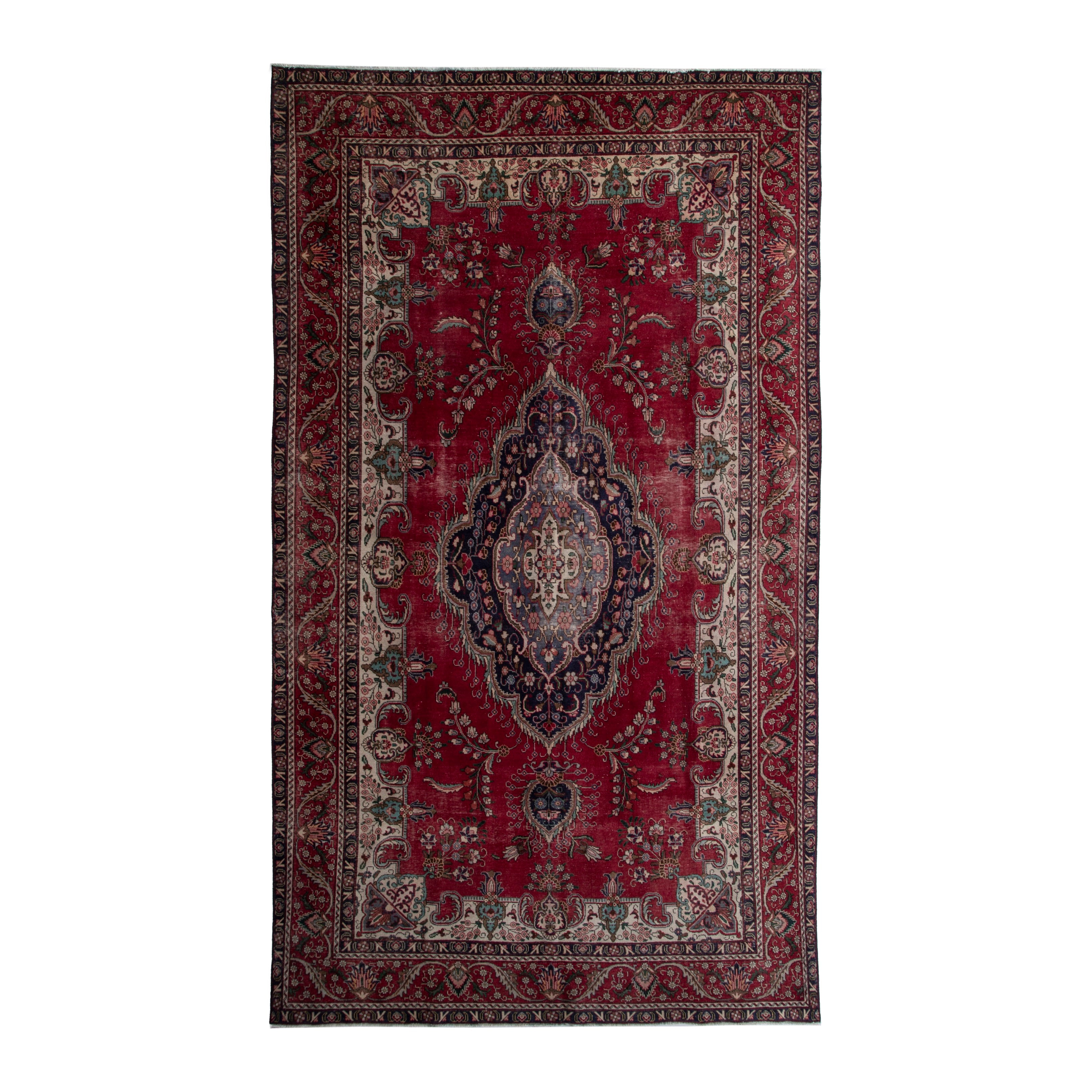 Persian Tabriz oversized rug in deep red and burgundy, 9'8" x 15'11"