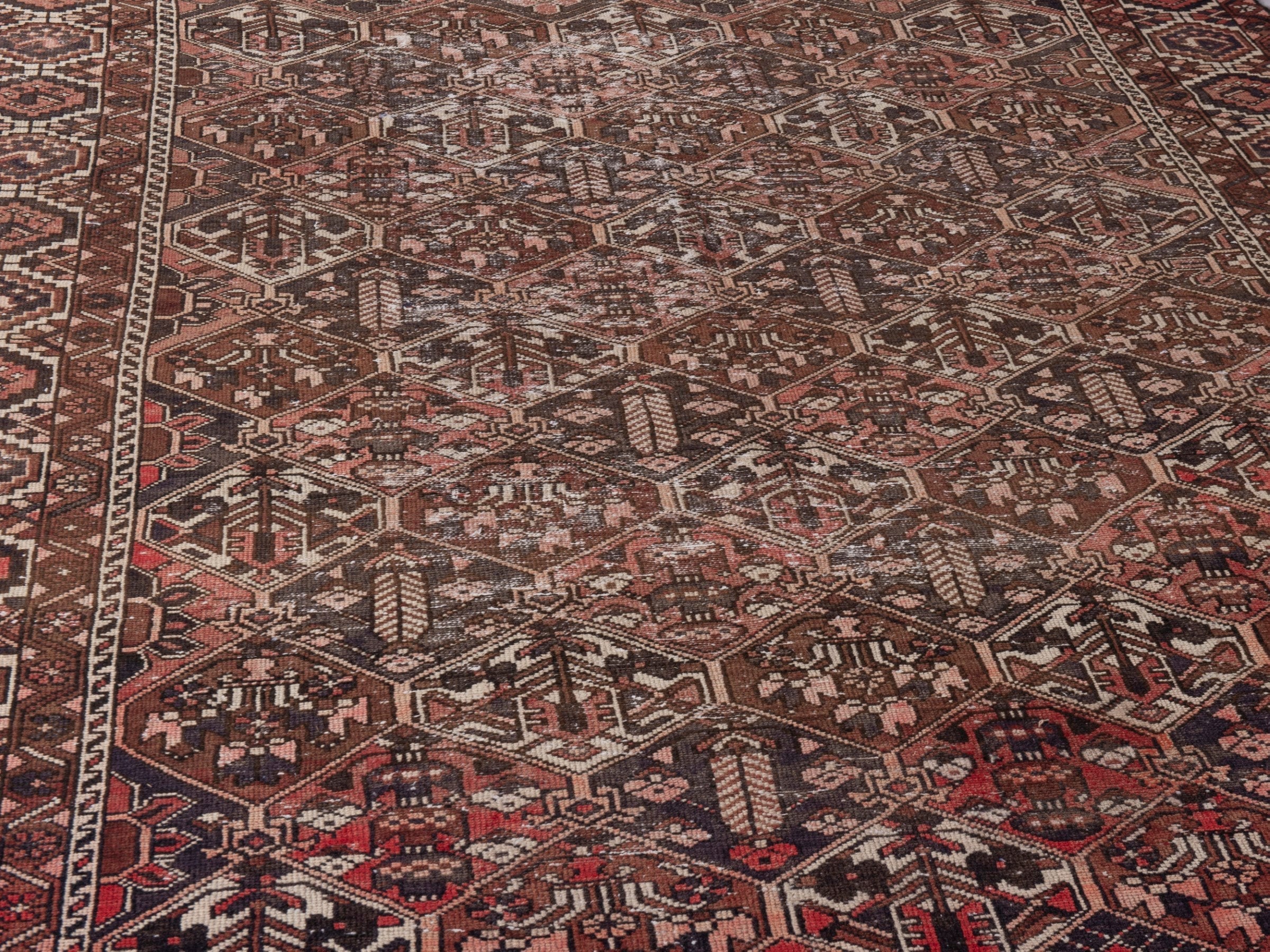 Persian Bakhtiari area rug in burgundy and charcoal, view 11 of 21