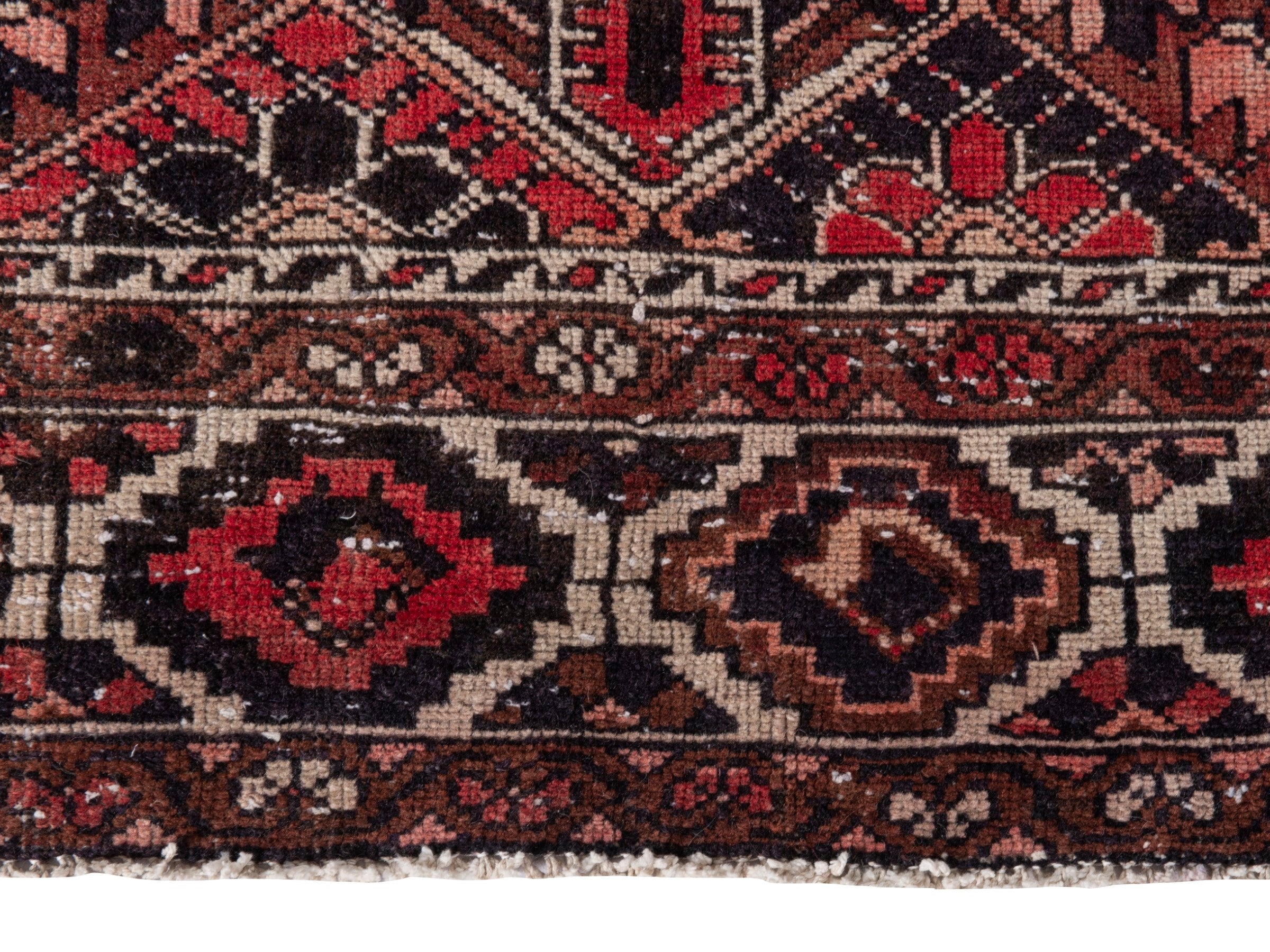 Persian Bakhtiari area rug in burgundy and charcoal, view 9 of 21