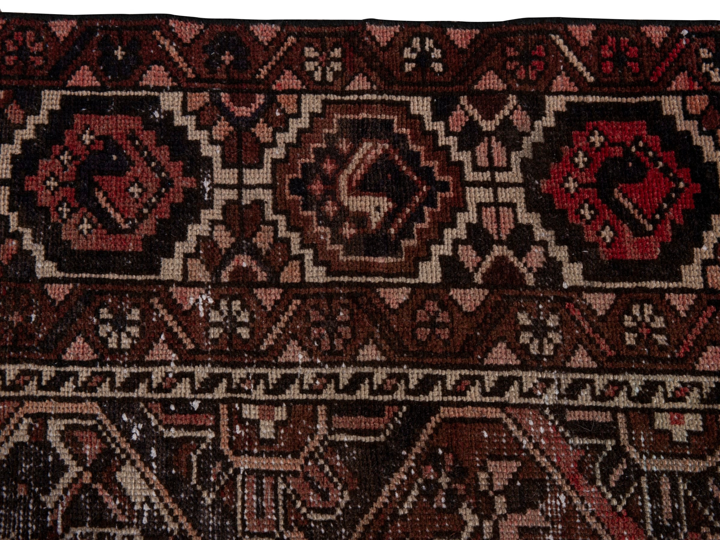 Persian Bakhtiari area rug in burgundy and charcoal, view 13 of 21