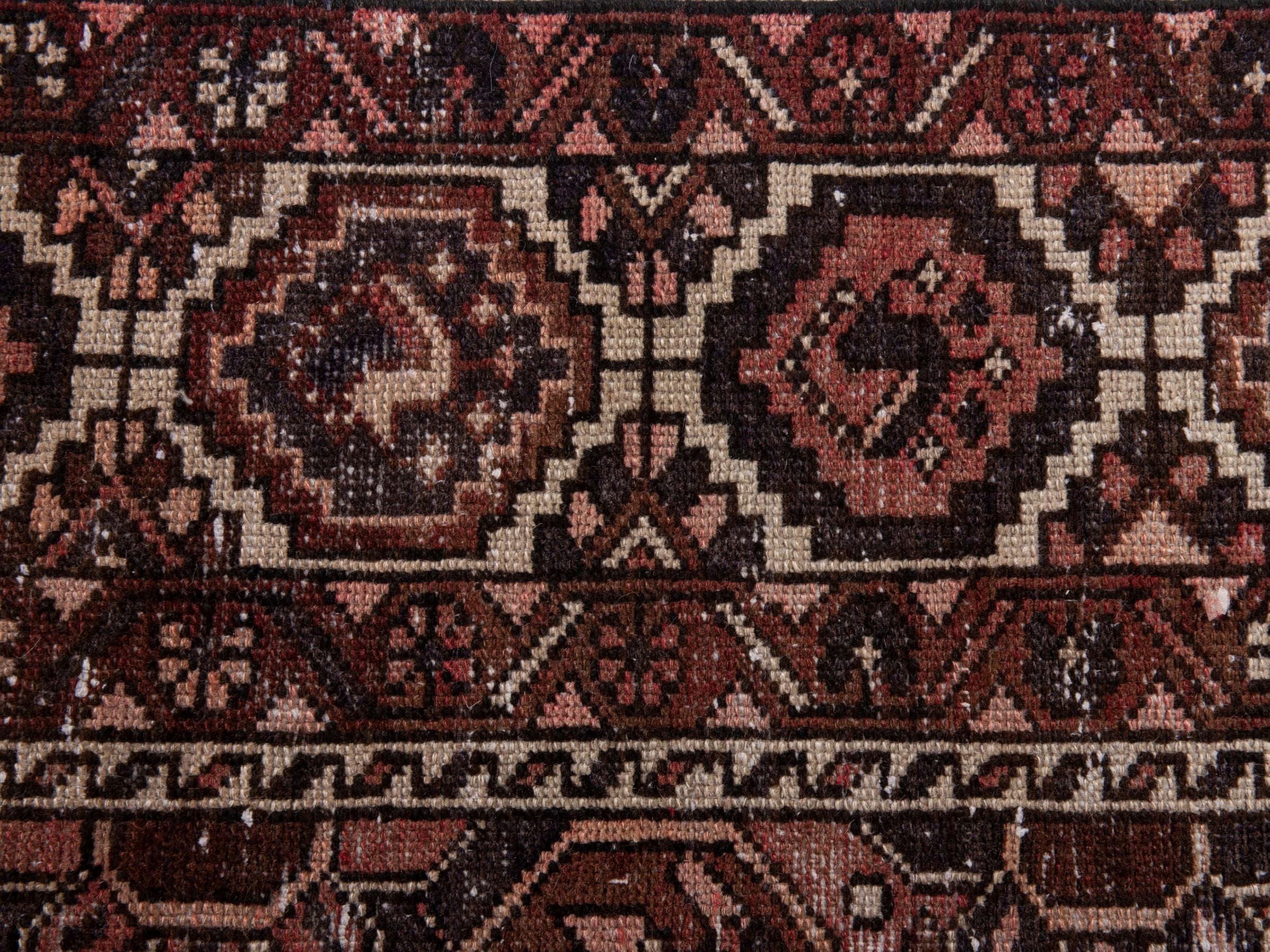 Persian Bakhtiari area rug in burgundy and charcoal, view 14 of 21