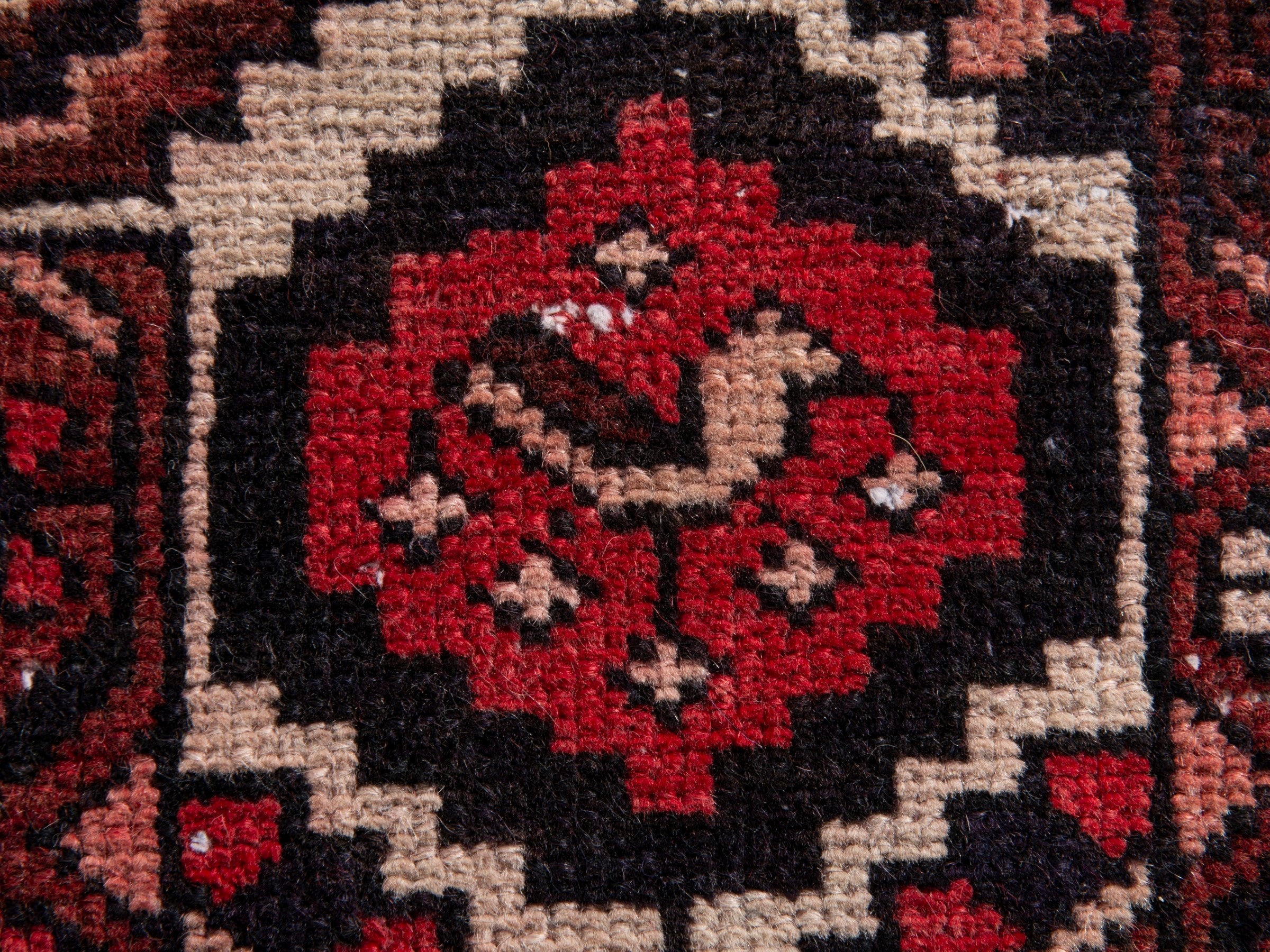 Persian Bakhtiari area rug in burgundy and charcoal, view 16 of 21