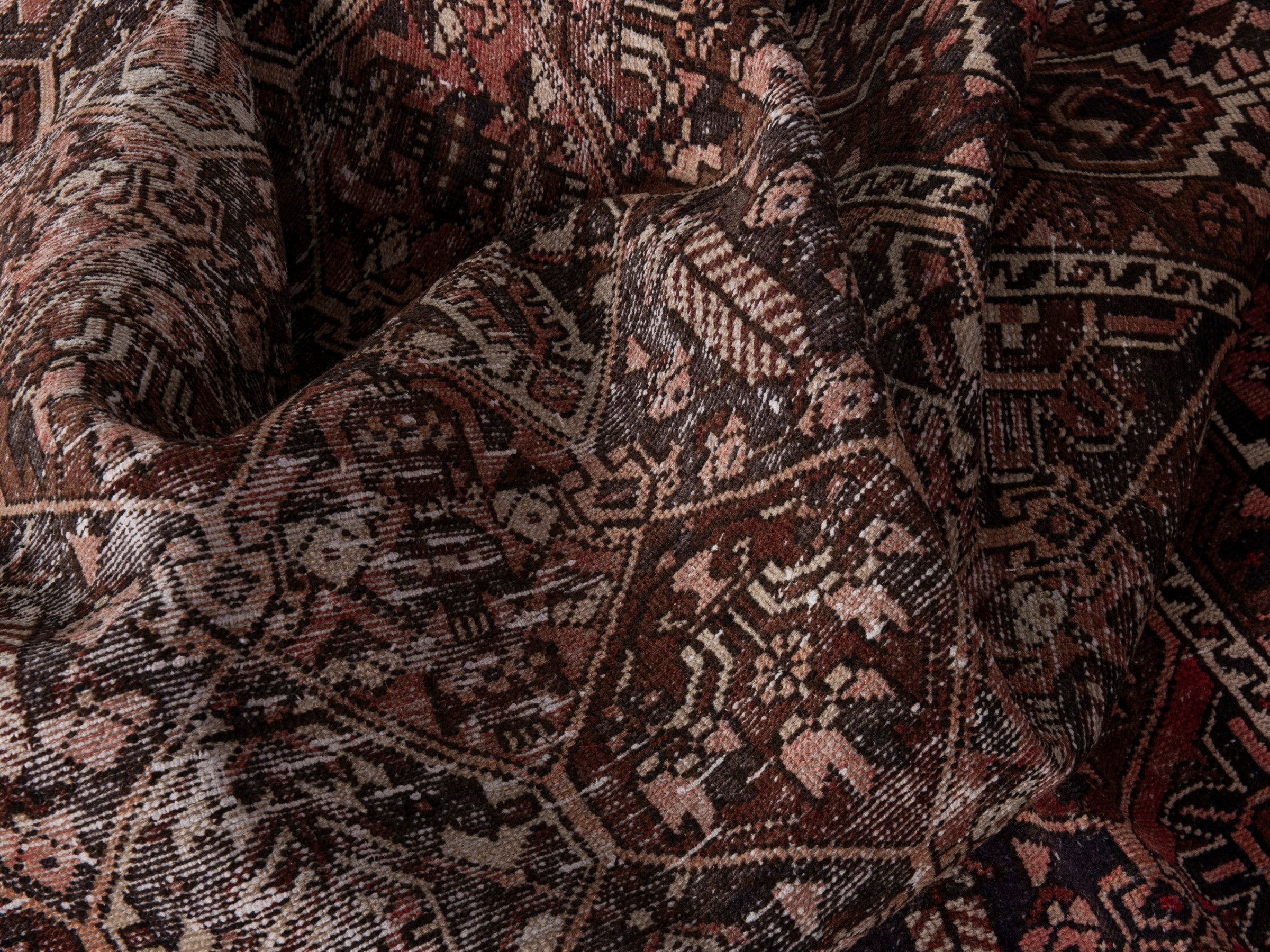 Persian Bakhtiari area rug in burgundy and charcoal, view 17 of 21