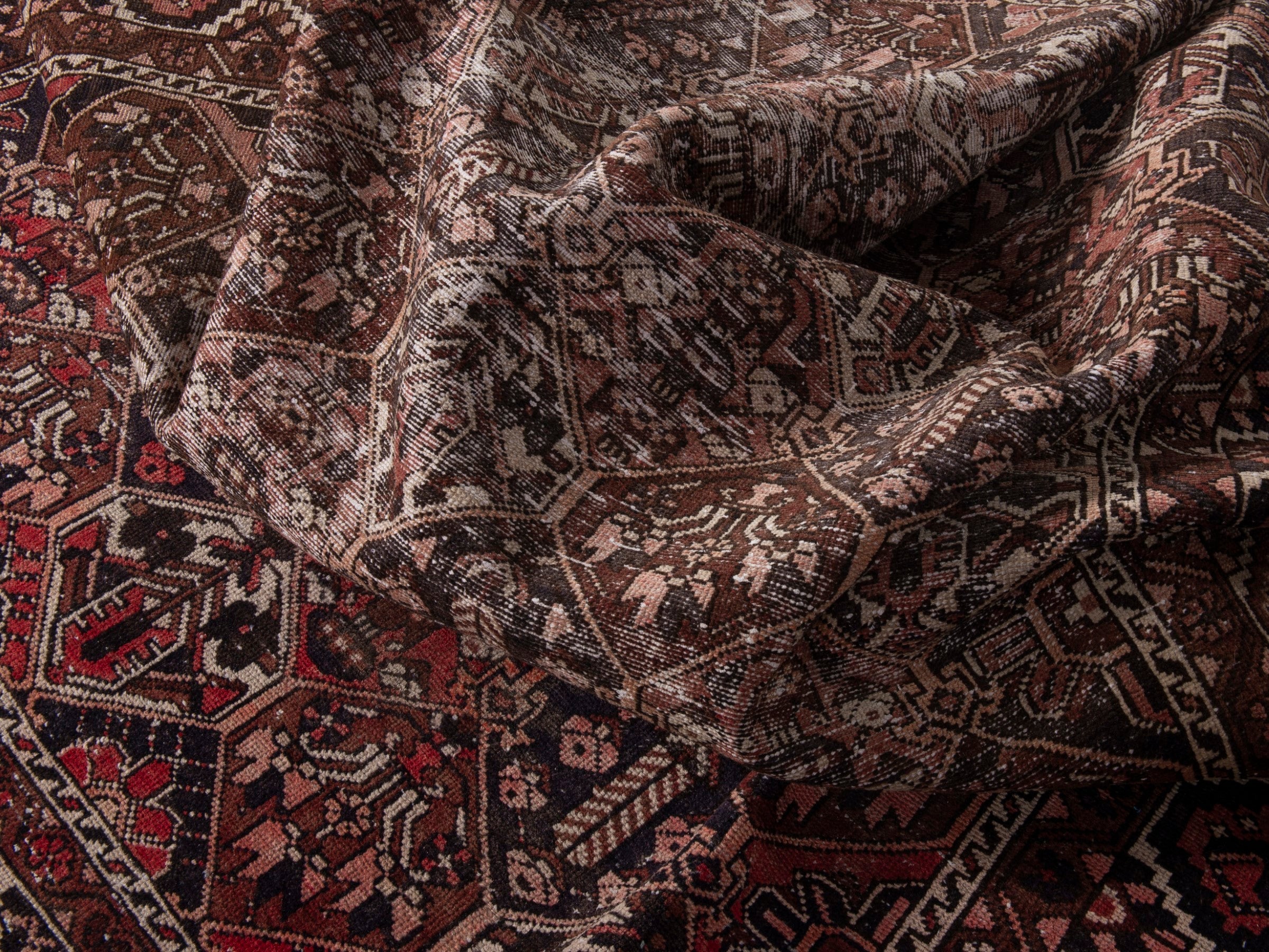Persian Bakhtiari area rug in burgundy and charcoal, view 18 of 21