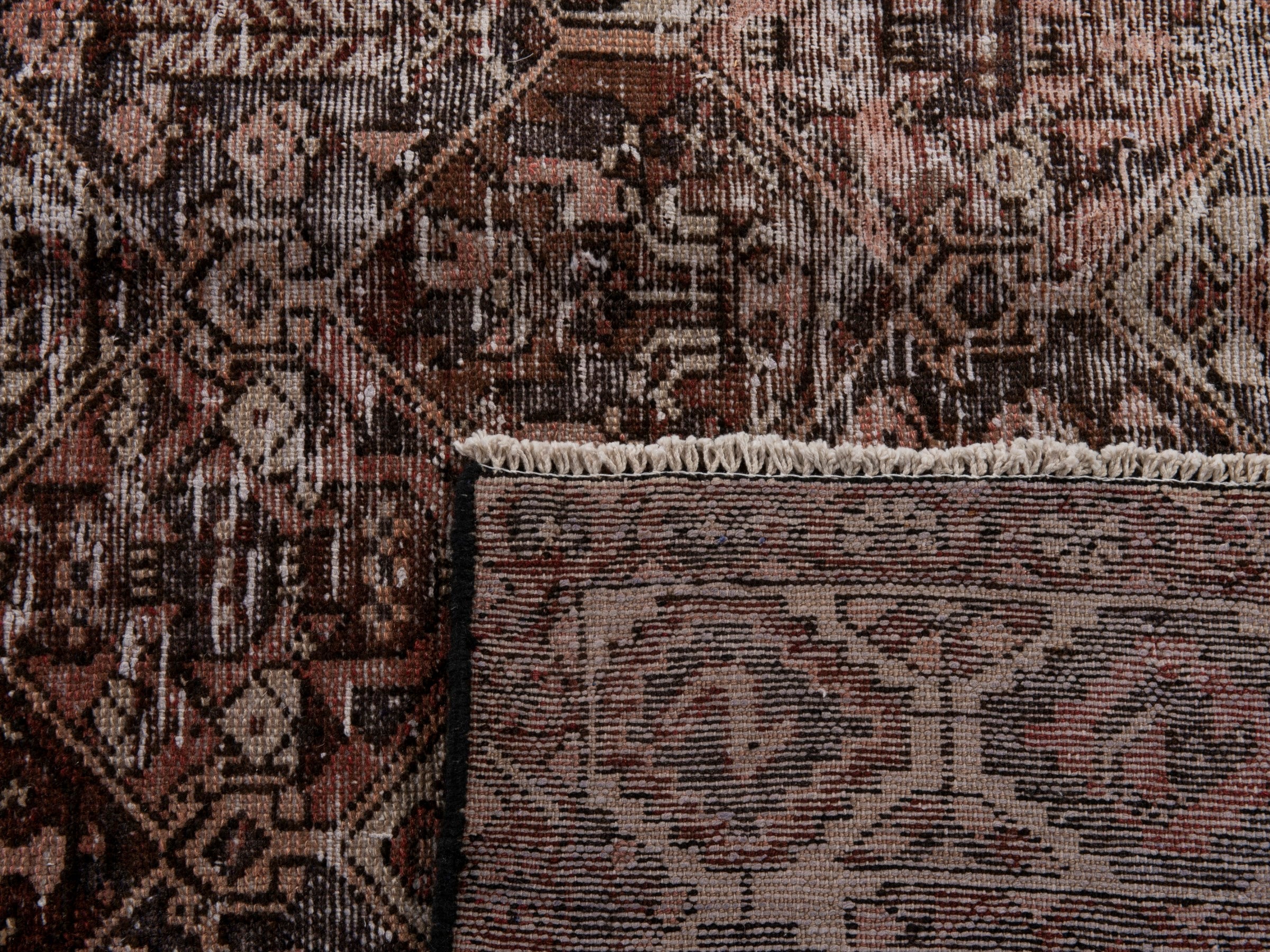 Persian Bakhtiari area rug in burgundy and charcoal, view 21 of 21