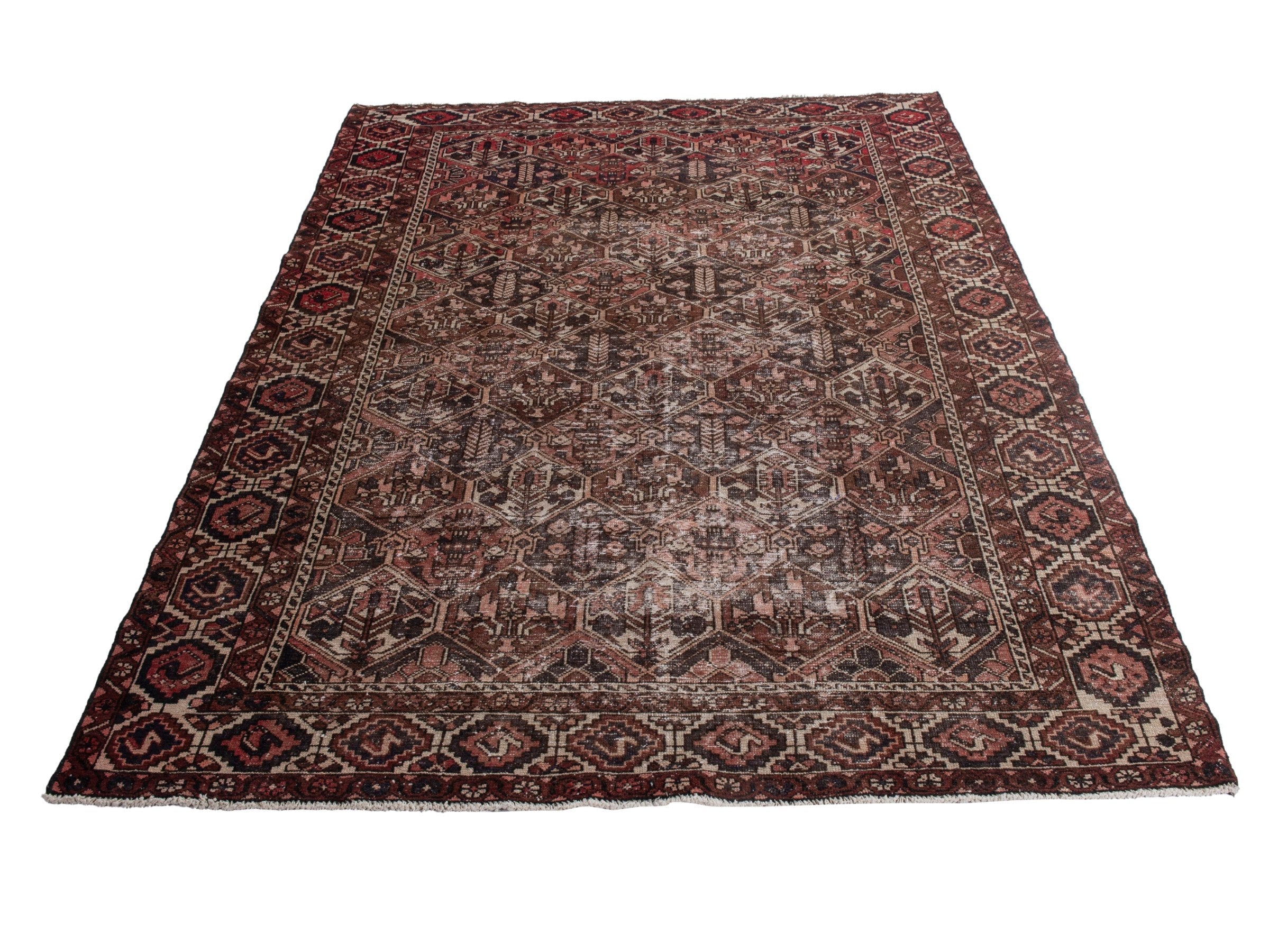 Persian Bakhtiari area rug in burgundy and charcoal, view 2 of 21