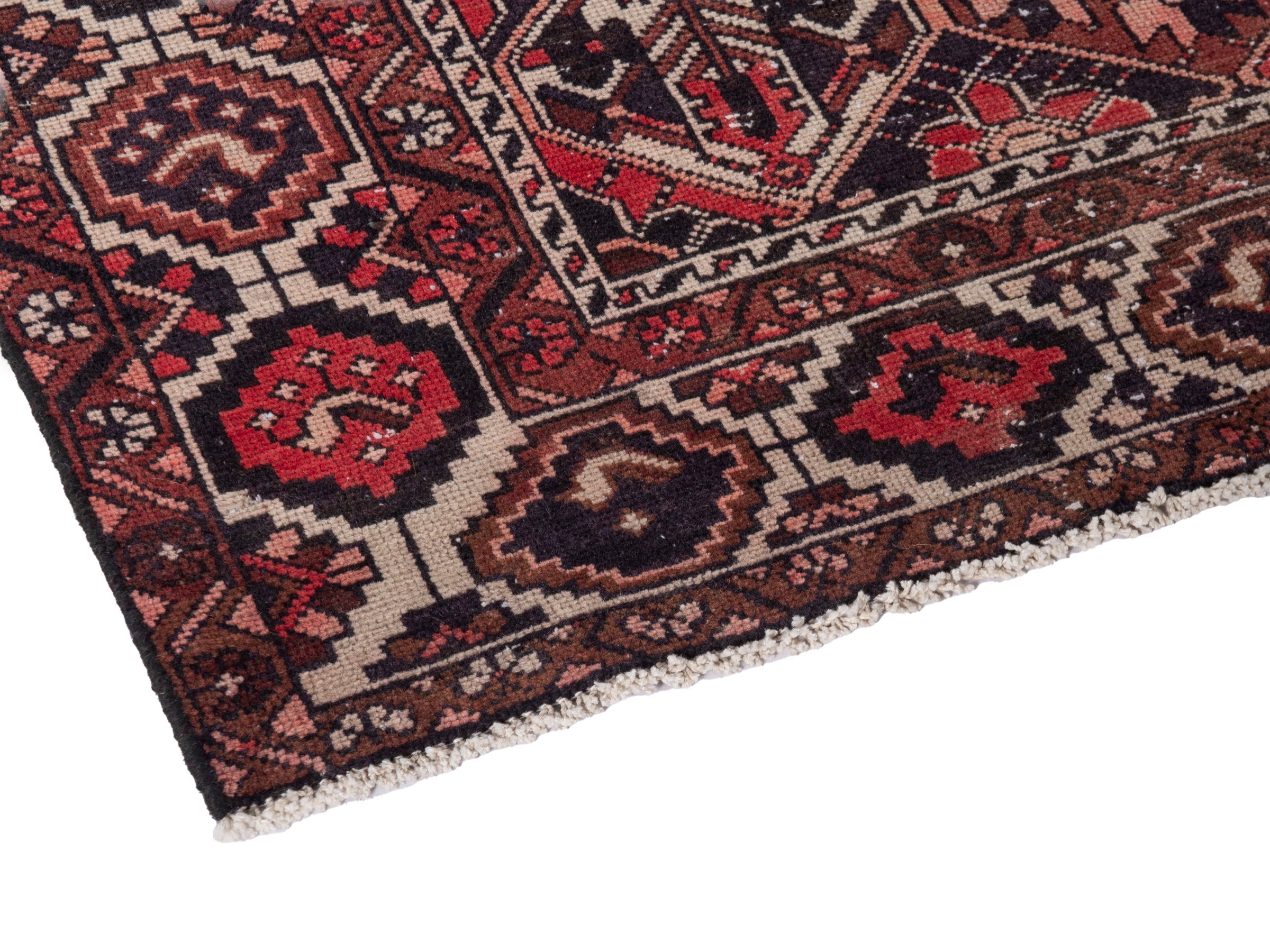 Persian Bakhtiari area rug in burgundy and charcoal, view 6 of 21