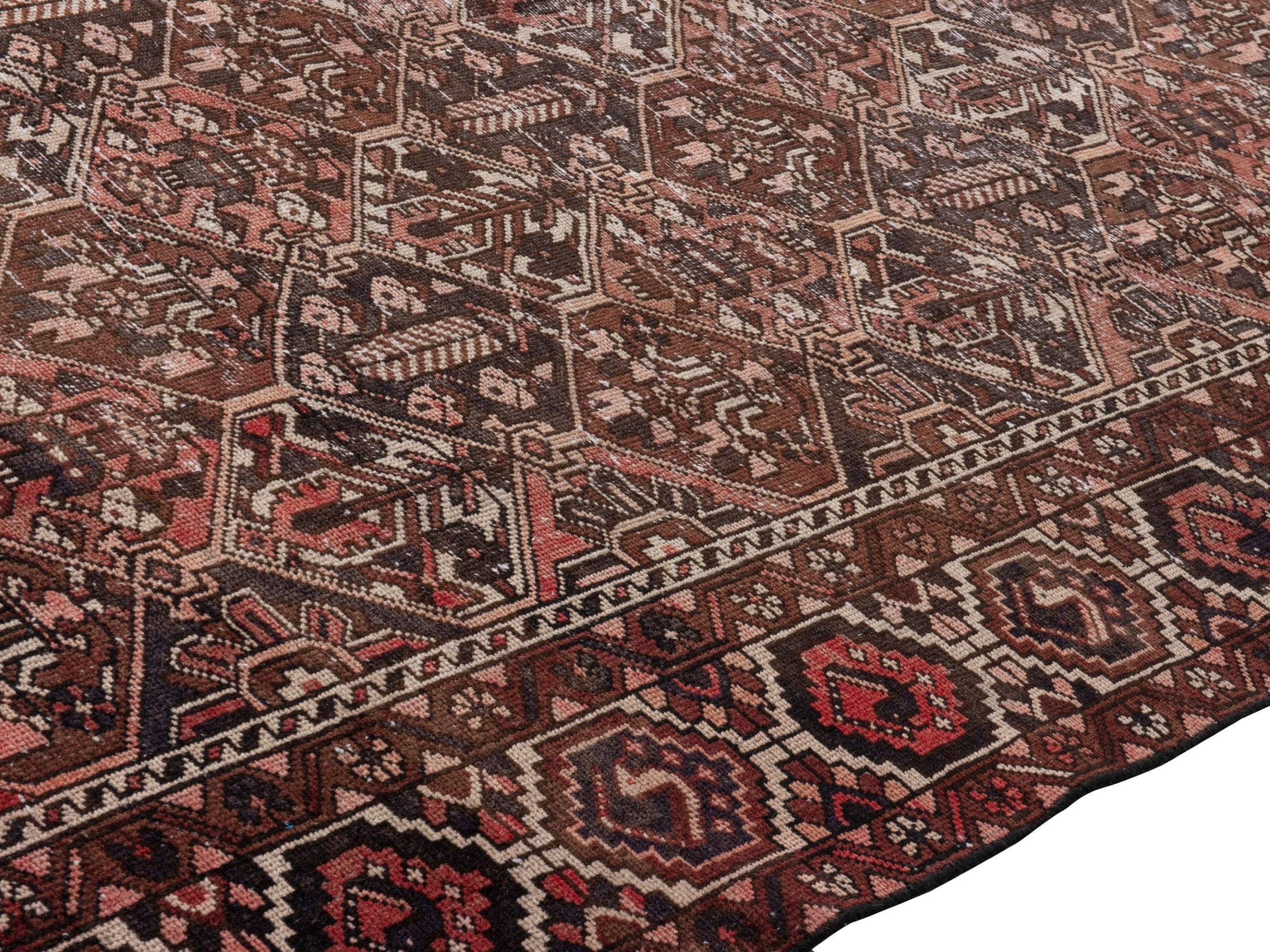 Persian Bakhtiari area rug in burgundy and charcoal, view 8 of 21