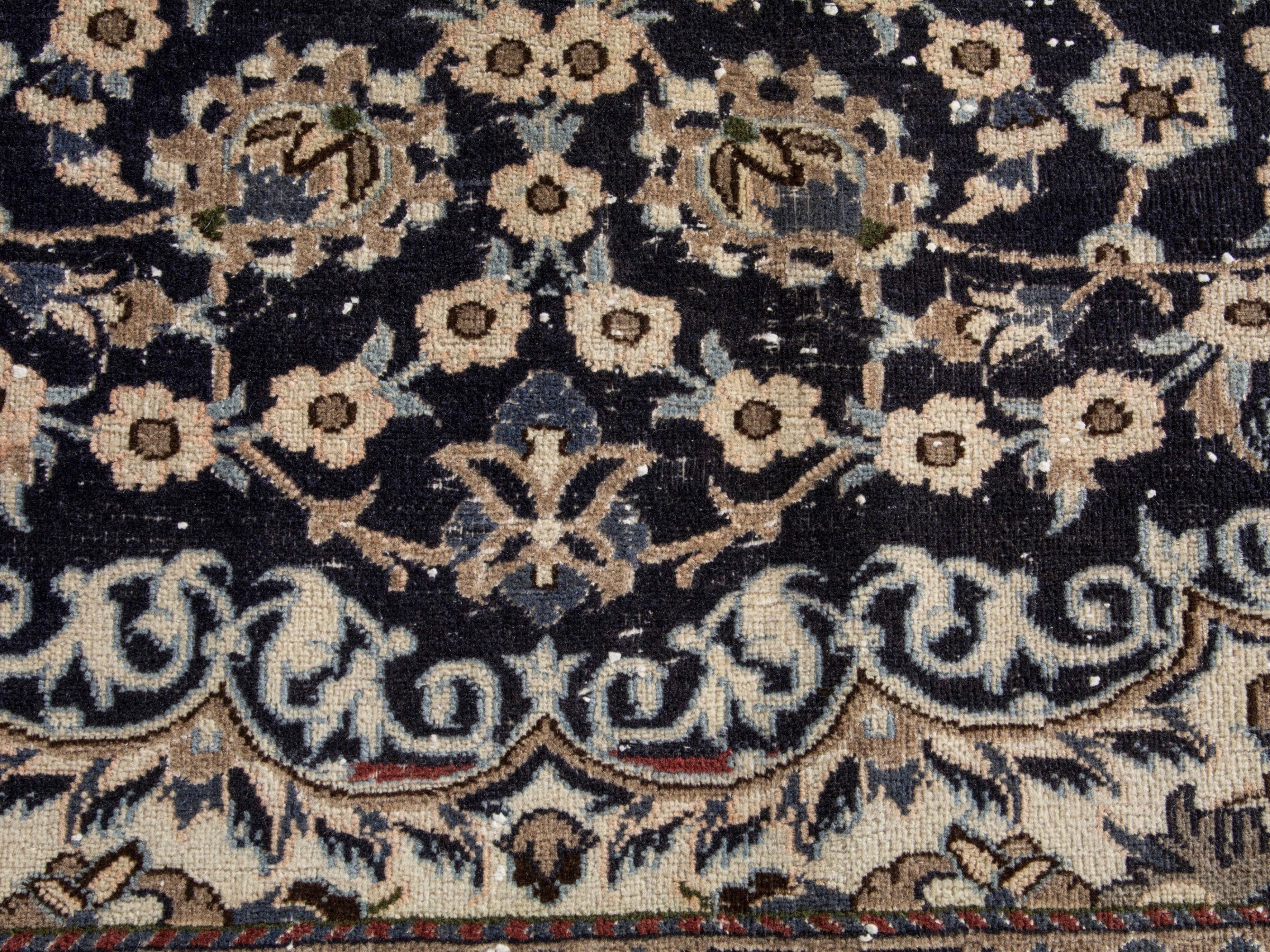 Persian Nain oversized rug in navy and cream, view 10 of 17