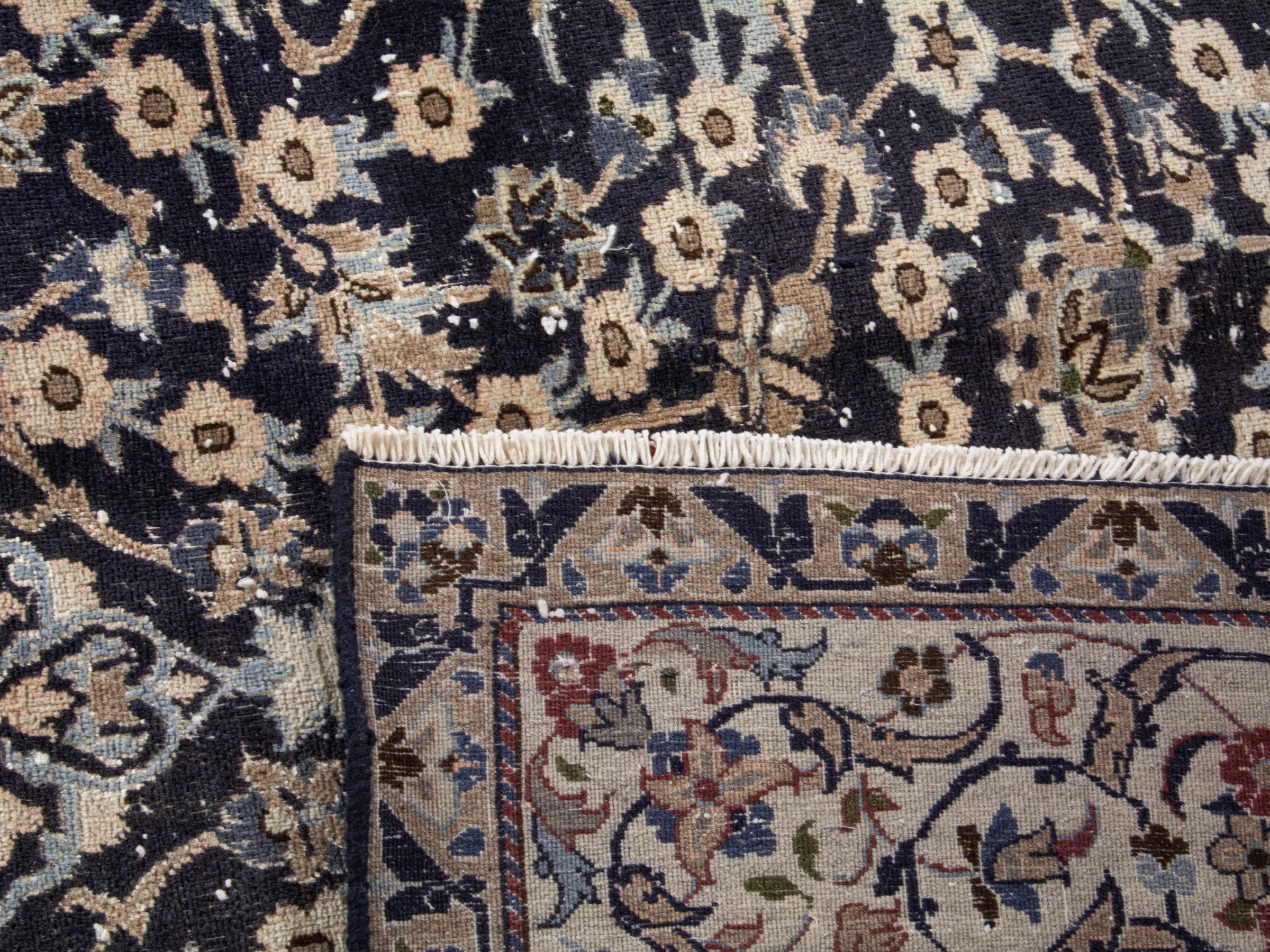 Persian Nain oversized rug in navy and cream, view 17 of 17