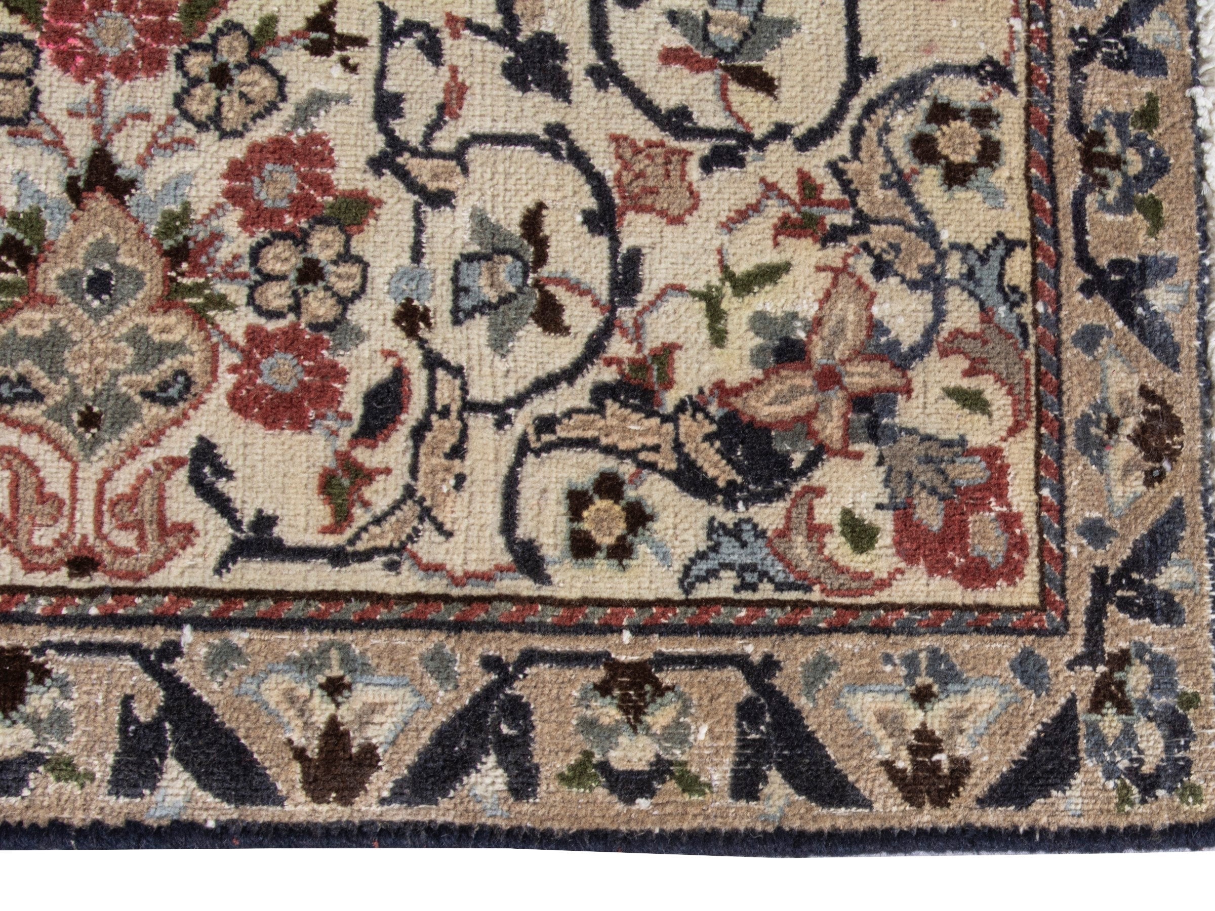 Persian Nain oversized rug in navy and cream, view 3 of 17