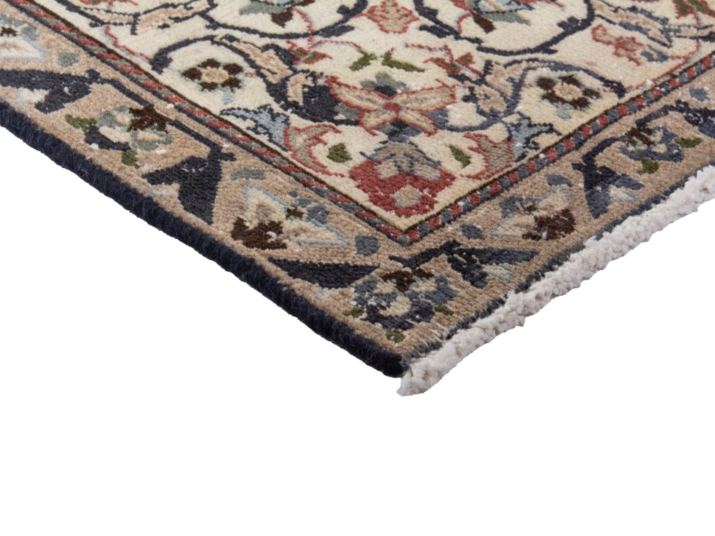 Persian Nain oversized rug in navy and cream, view 4 of 17