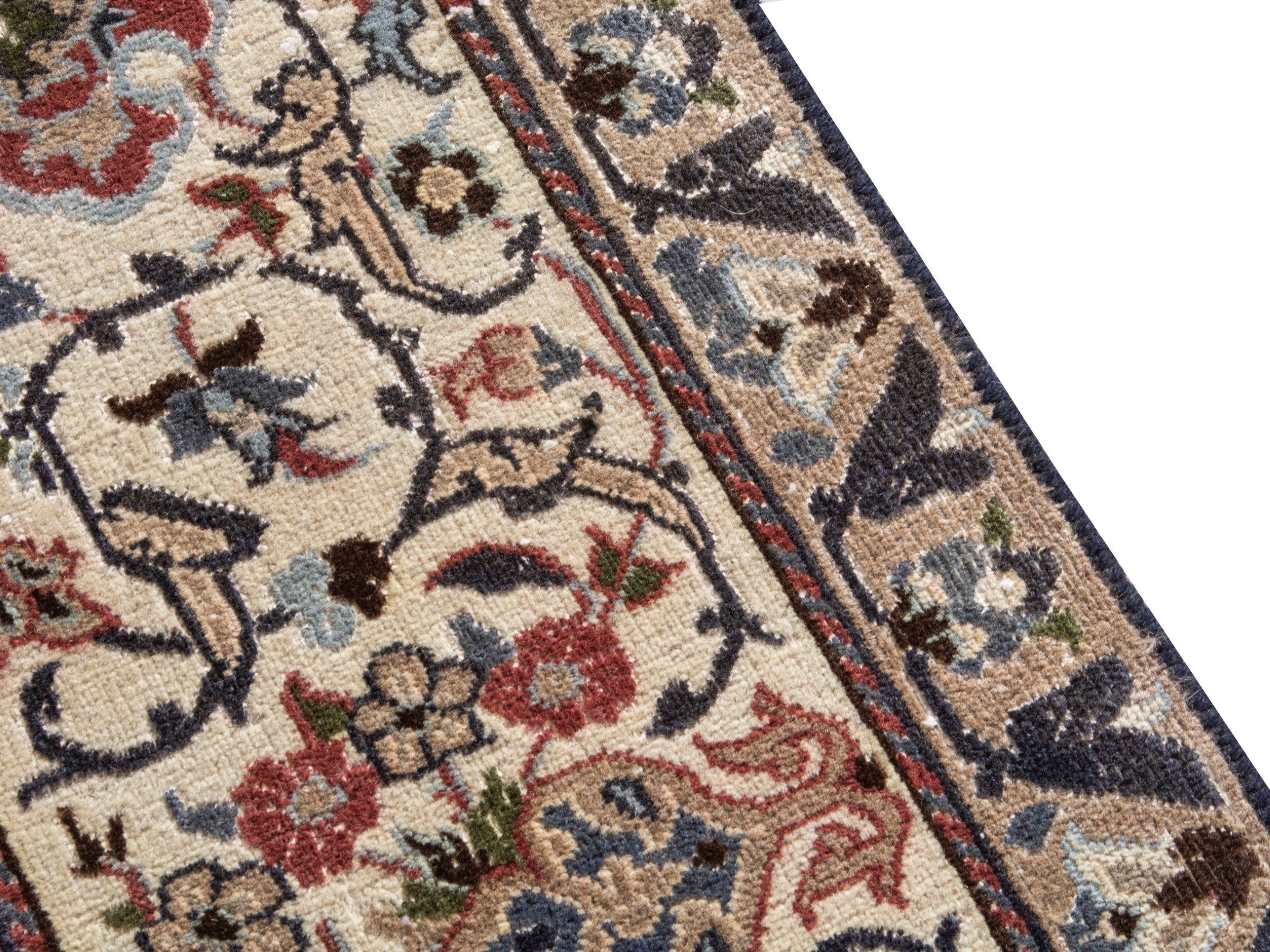 Persian Nain oversized rug in navy and cream, view 5 of 17