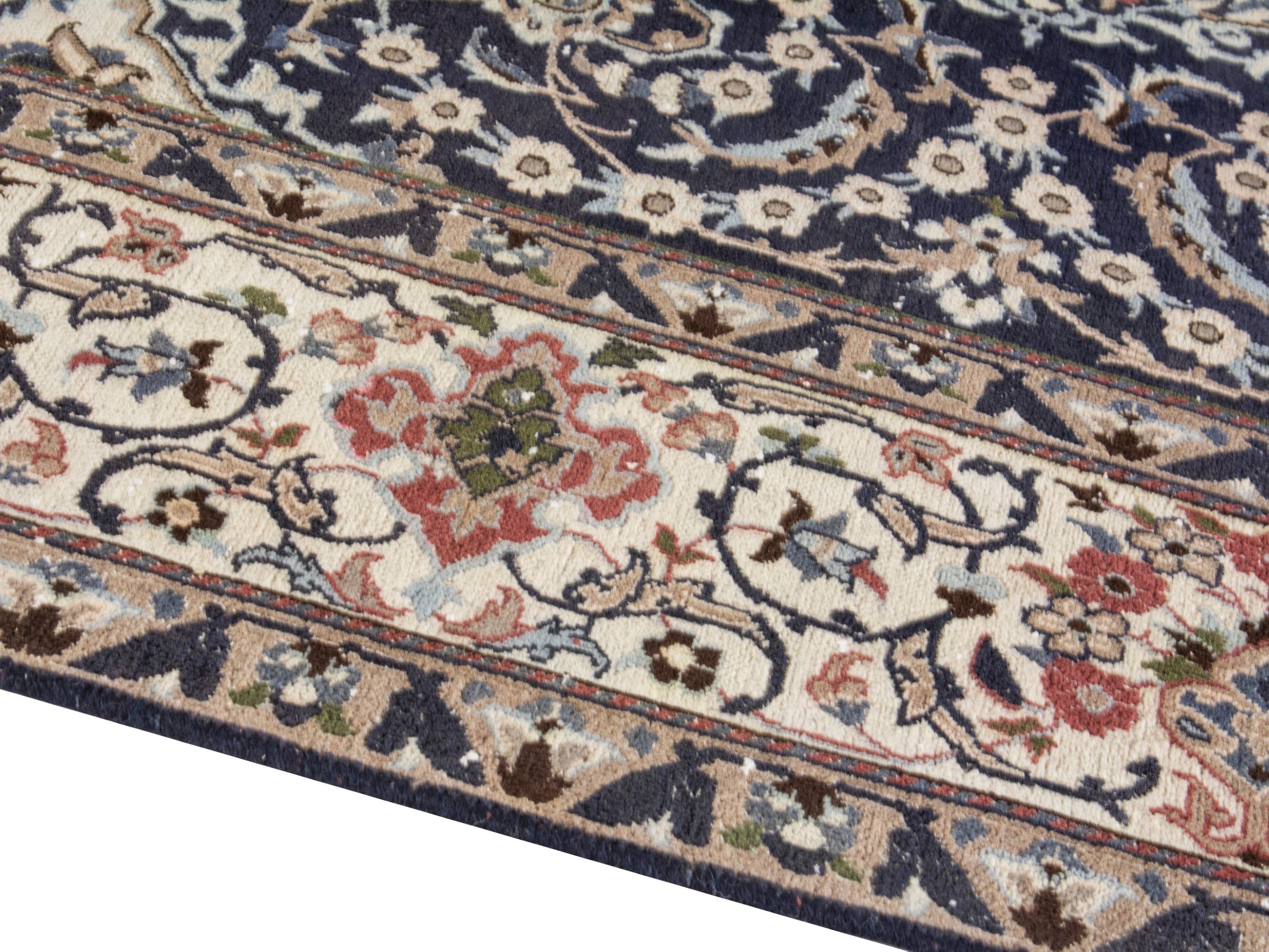 Persian Nain oversized rug in navy and cream, view 6 of 17