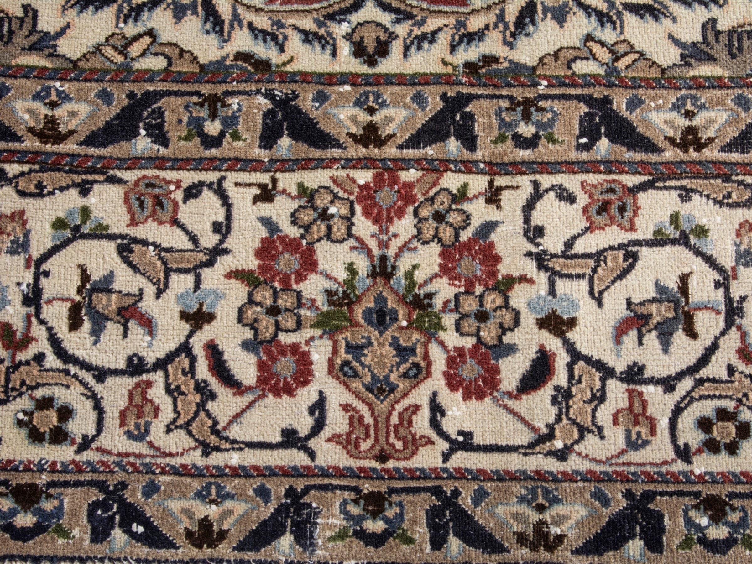 Persian Nain oversized rug in navy and cream, view 9 of 17
