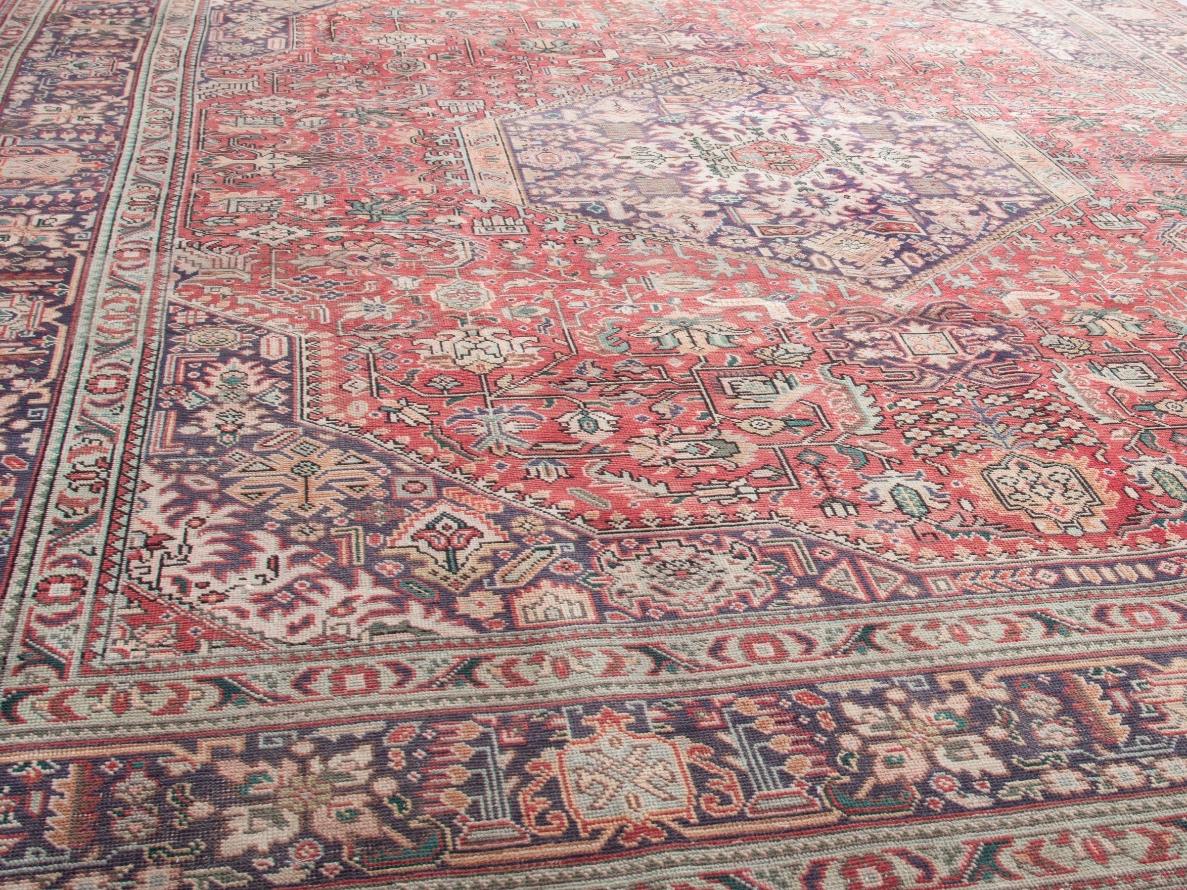 Persian Tabriz oversized rug in faded red and burgundy, view 10 of 20