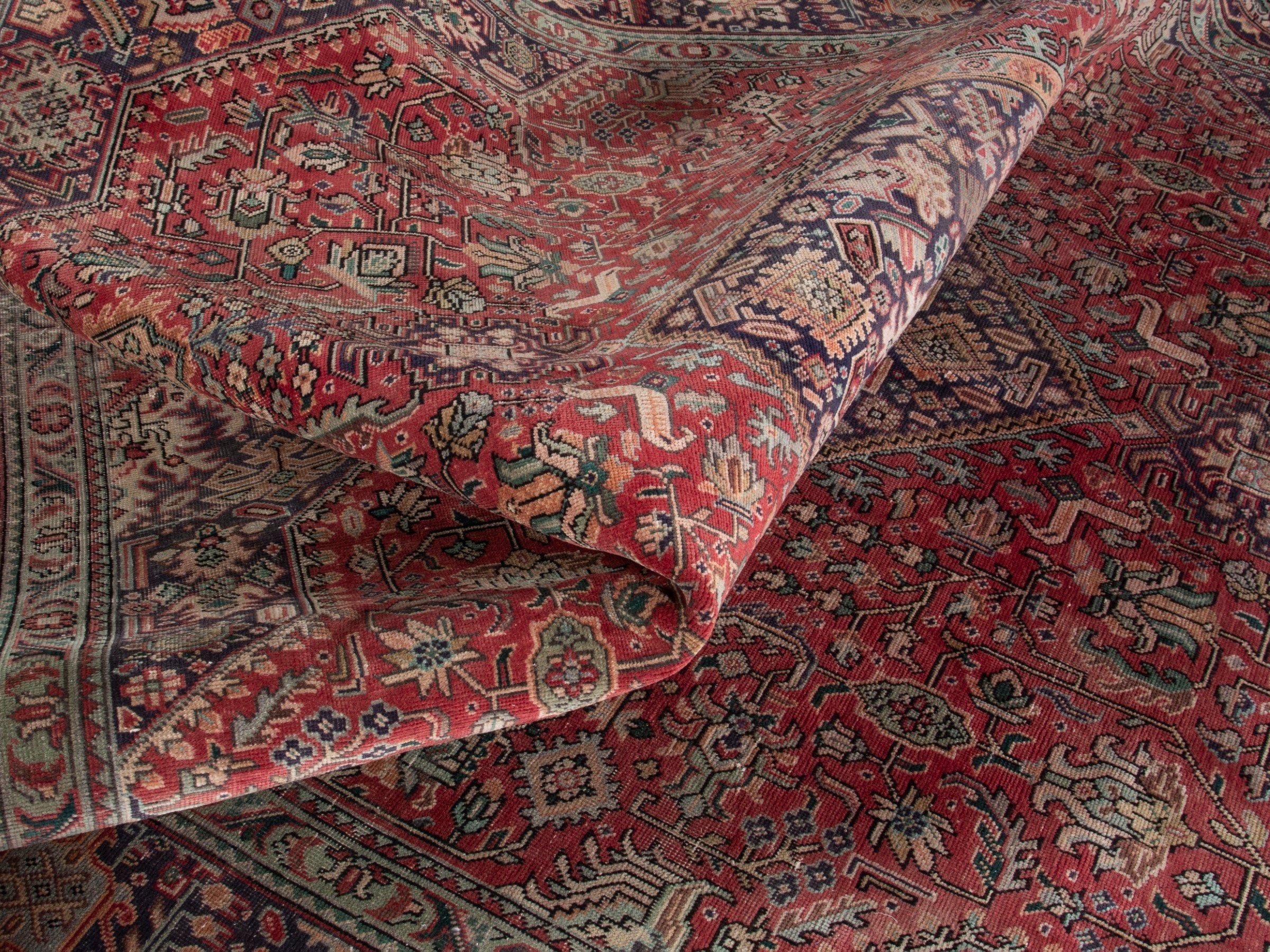 Persian Tabriz oversized rug in faded red and burgundy, view 19 of 20