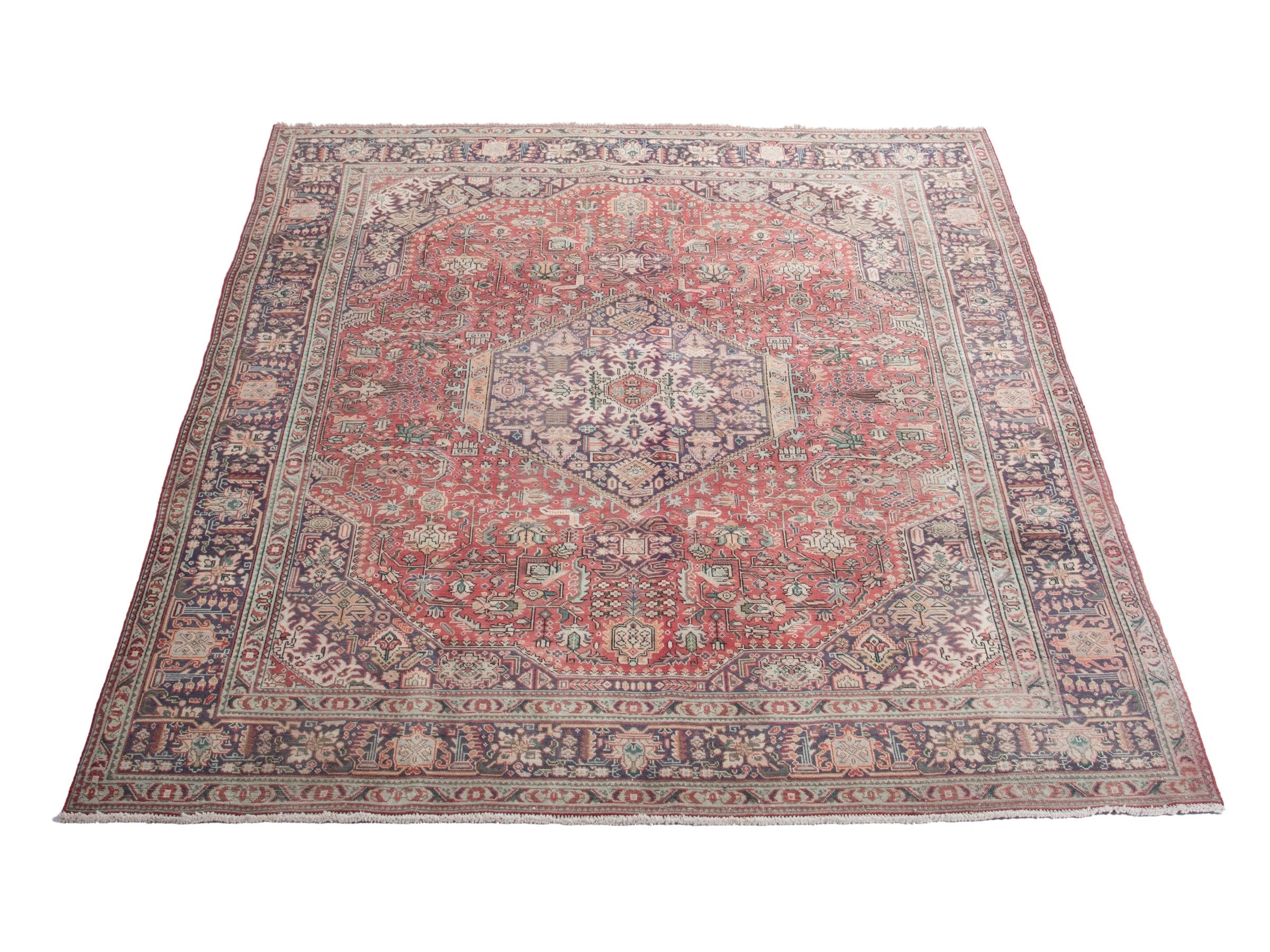 Persian Tabriz oversized rug in faded red and burgundy, view 2 of 20