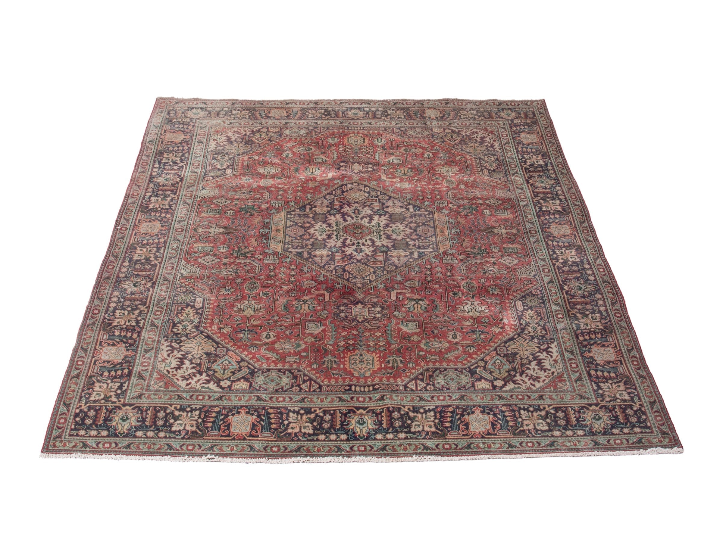 Persian Tabriz oversized rug in faded red and burgundy, view 3 of 20