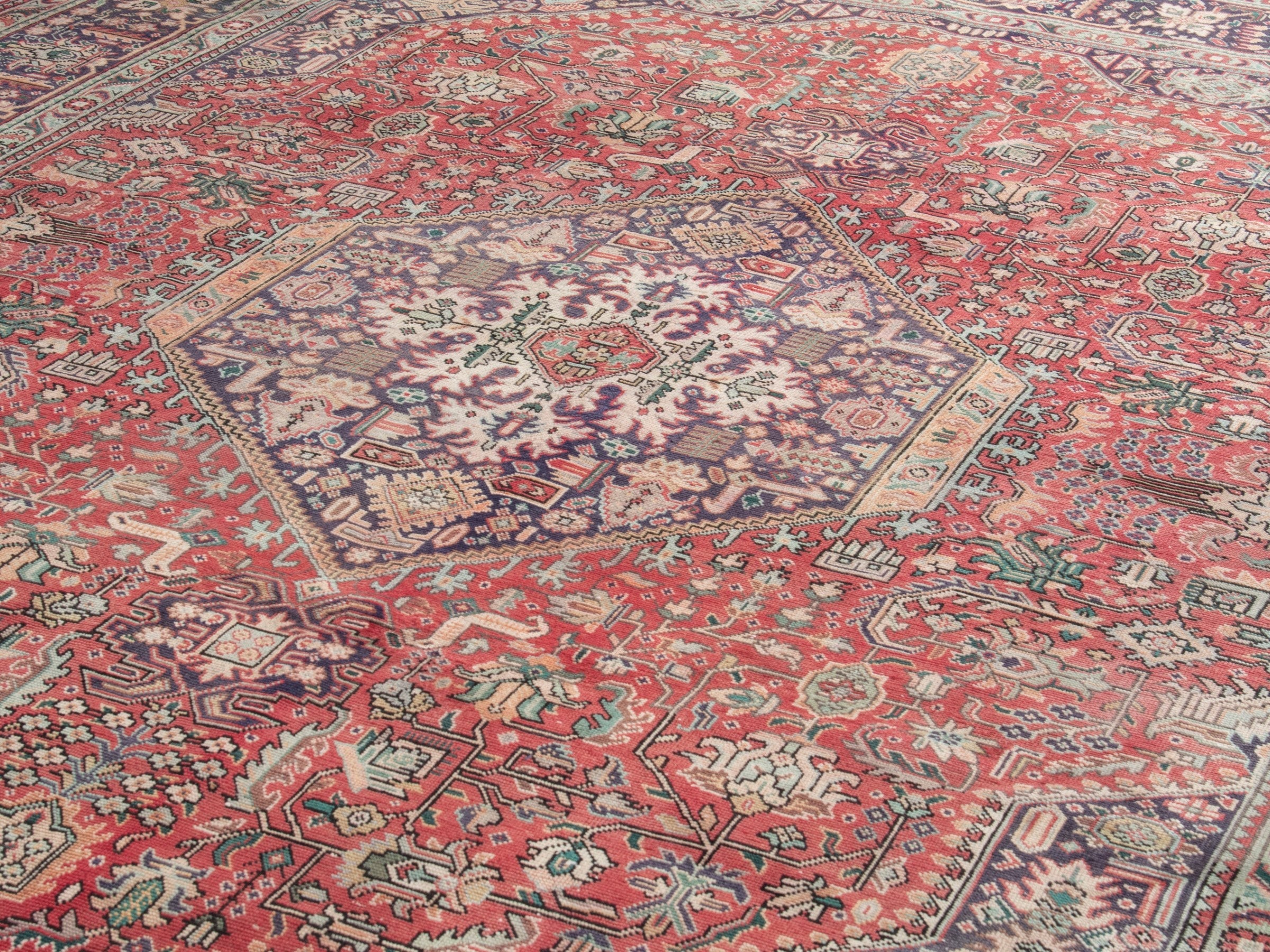 Persian Tabriz oversized rug in faded red and burgundy, view 9 of 20