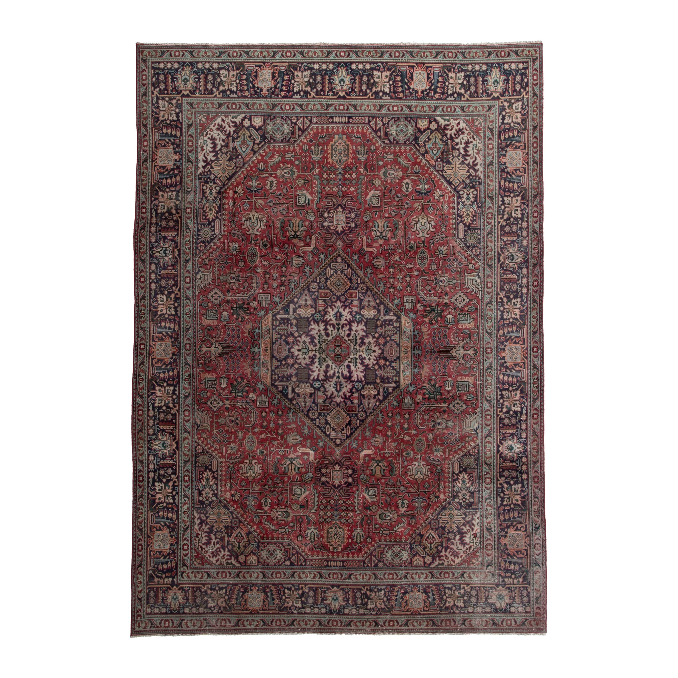 Persian Tabriz oversized rug in faded red and burgundy, 8'2" x 11'6"