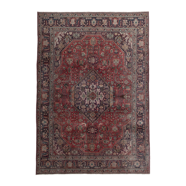 Persian Tabriz oversized rug in faded red and burgundy, 8'2" x 11'6"
