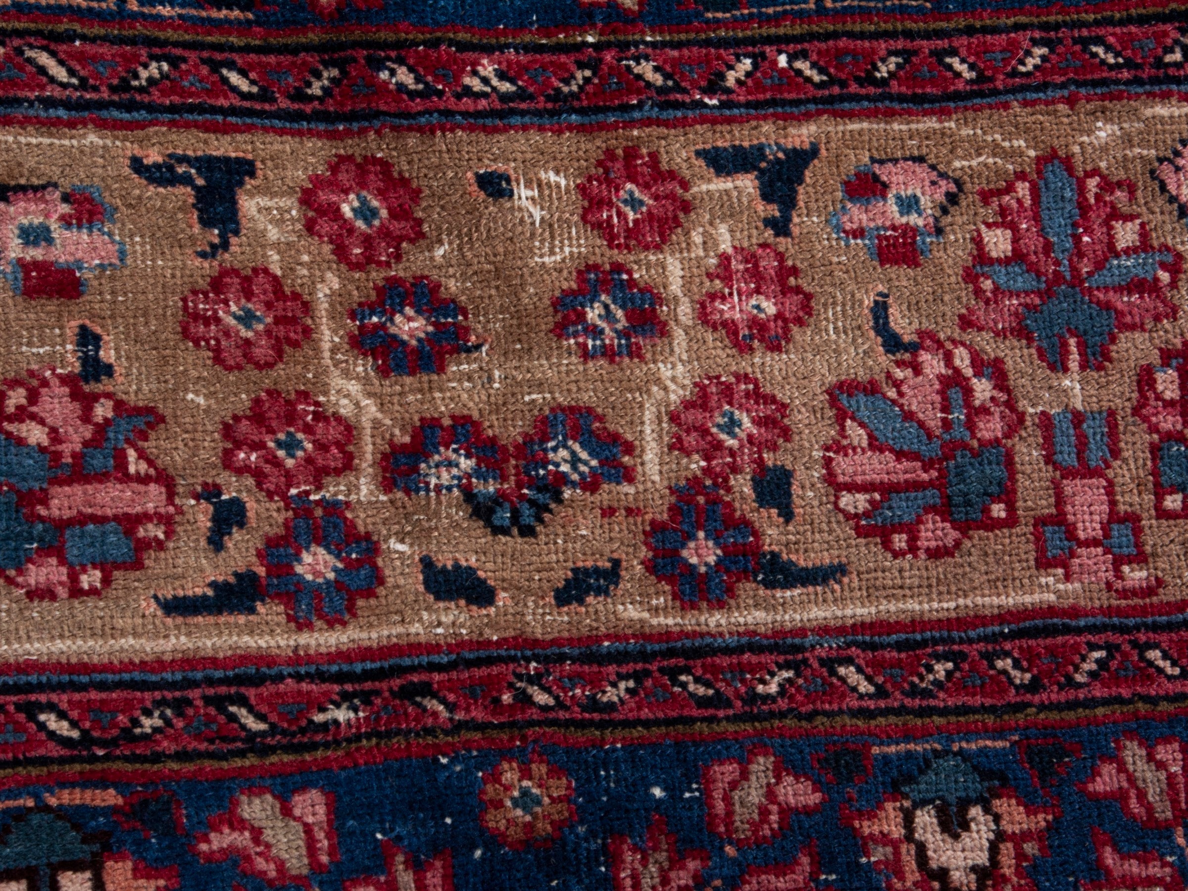 Persian Sabzevar oversized rug in deep red and navy, view 10 of 19