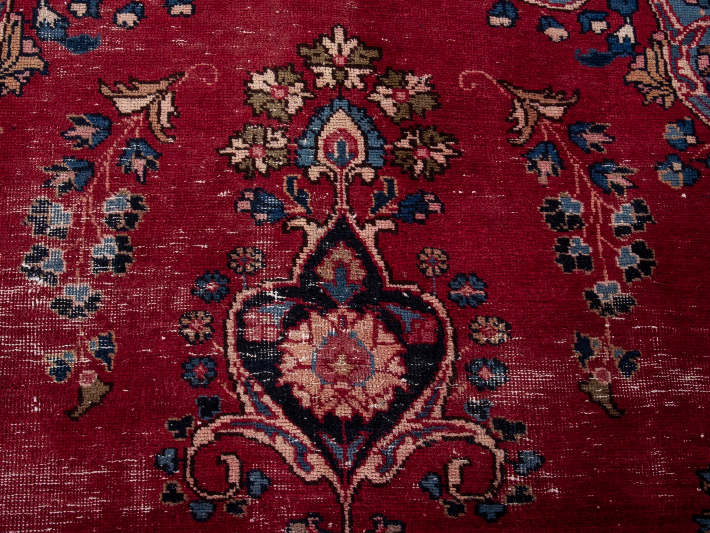 Persian Sabzevar oversized rug in deep red and navy, view 11 of 19