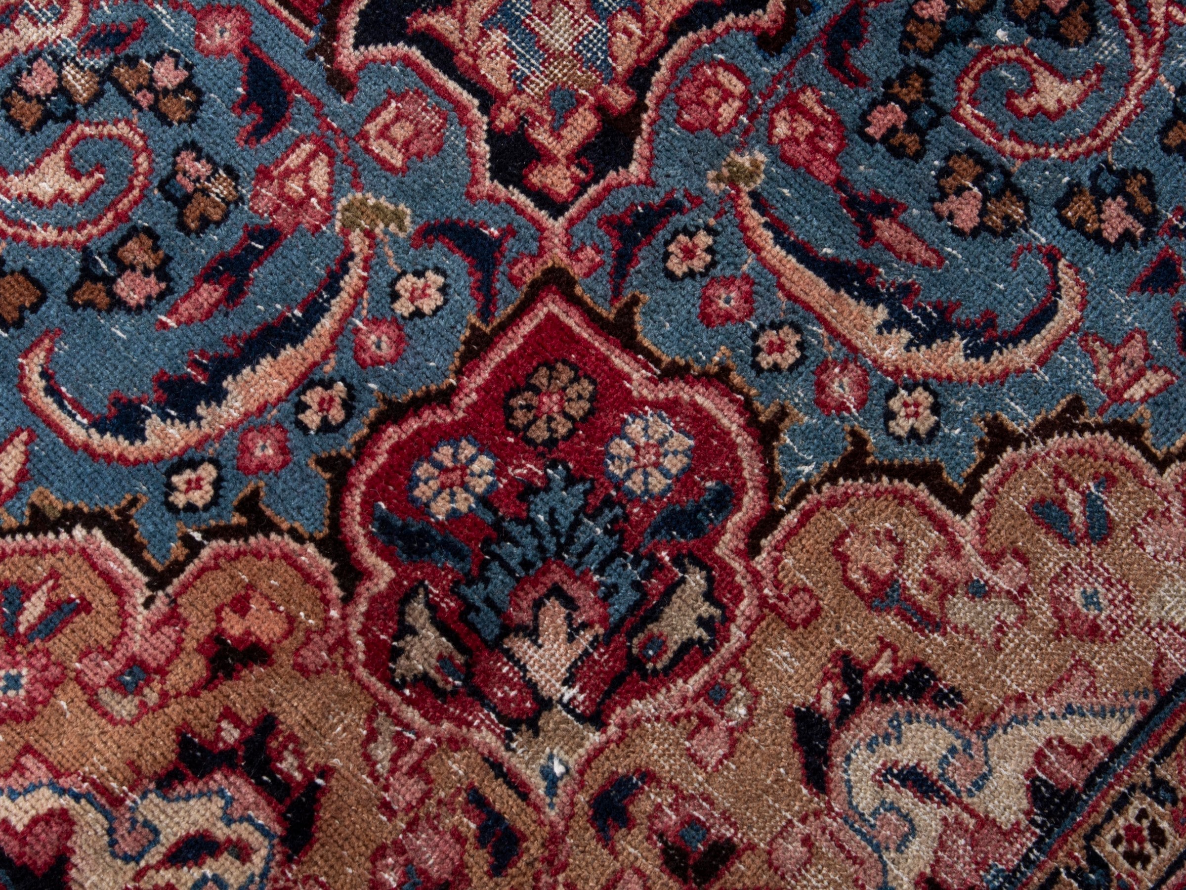 Persian Sabzevar oversized rug in deep red and navy, view 14 of 19