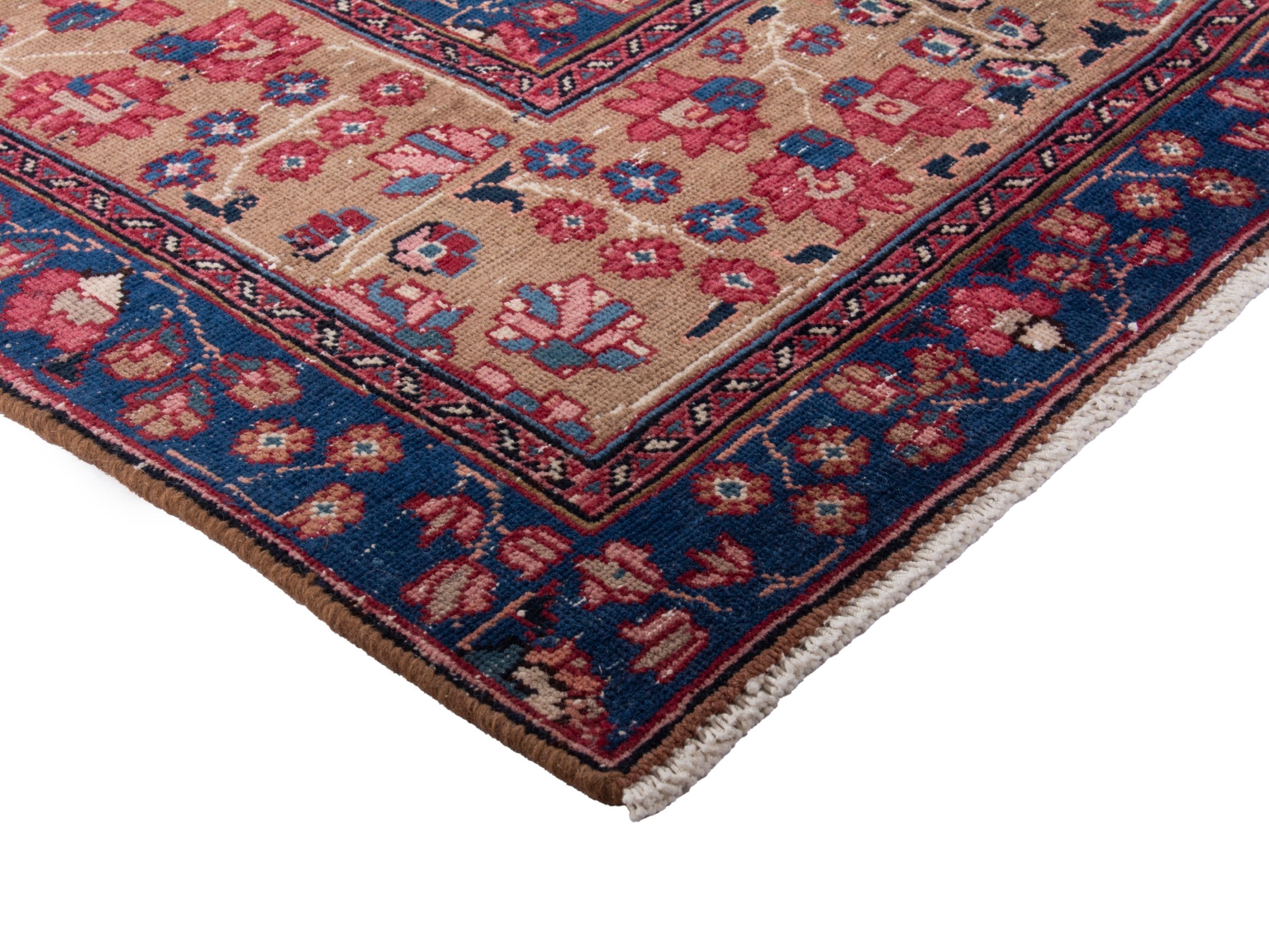 Persian Sabzevar oversized rug in deep red and navy, view 5 of 19