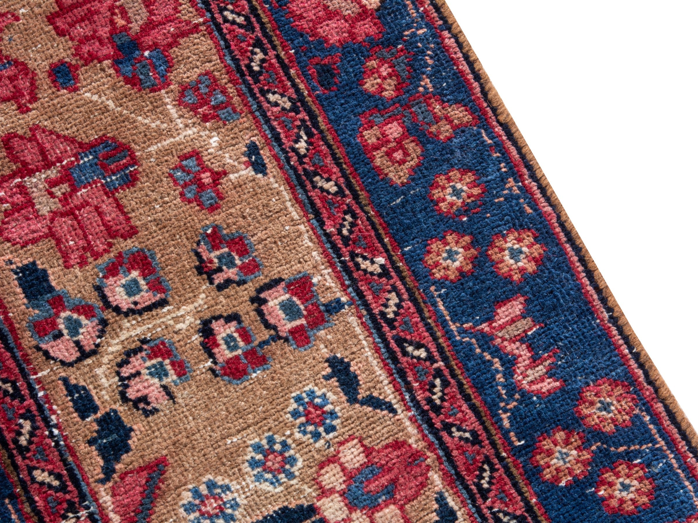 Persian Sabzevar oversized rug in deep red and navy, view 6 of 19