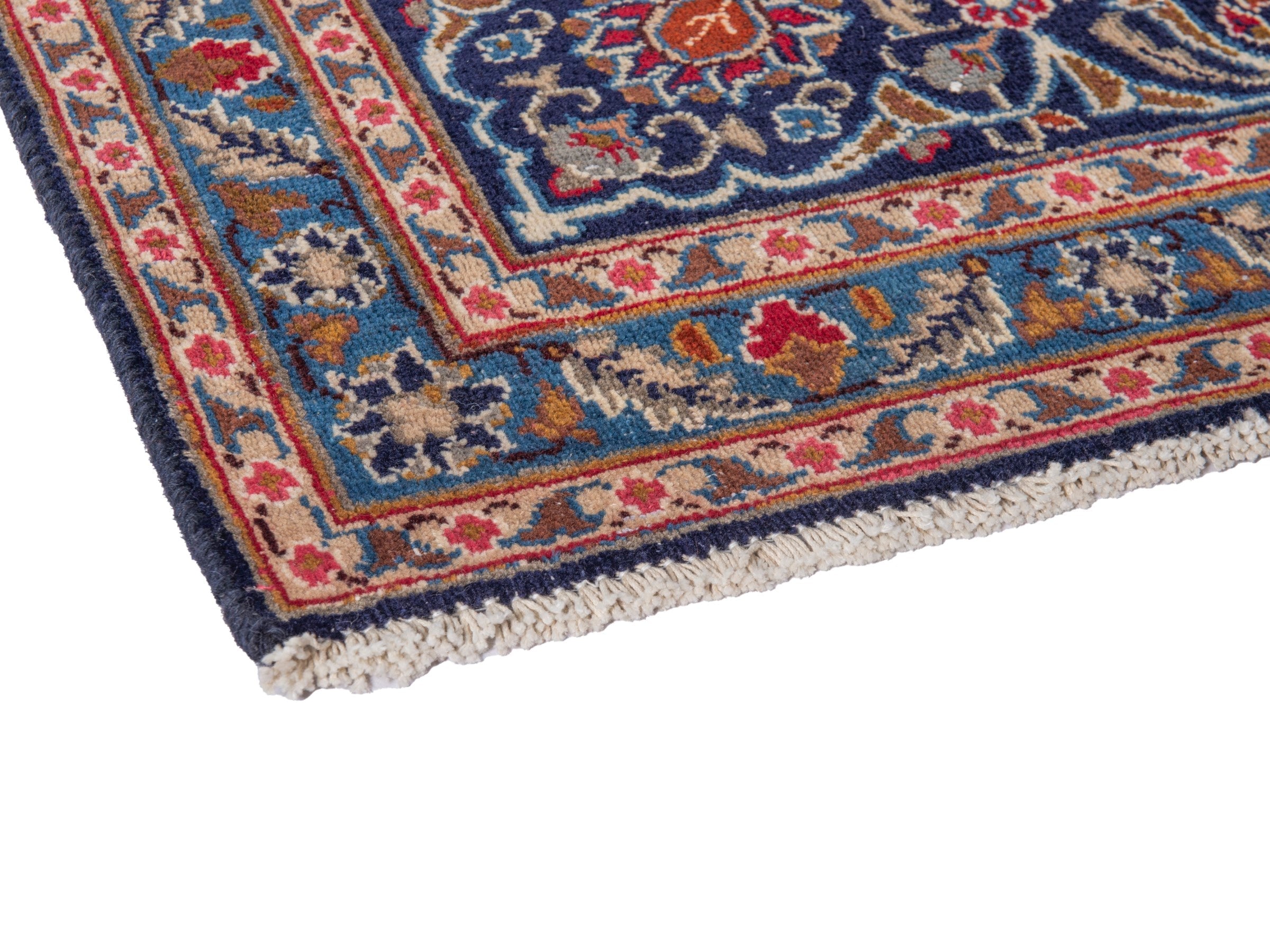 Persian Kashmar oversized rug in navy and rust, view 5 of 17