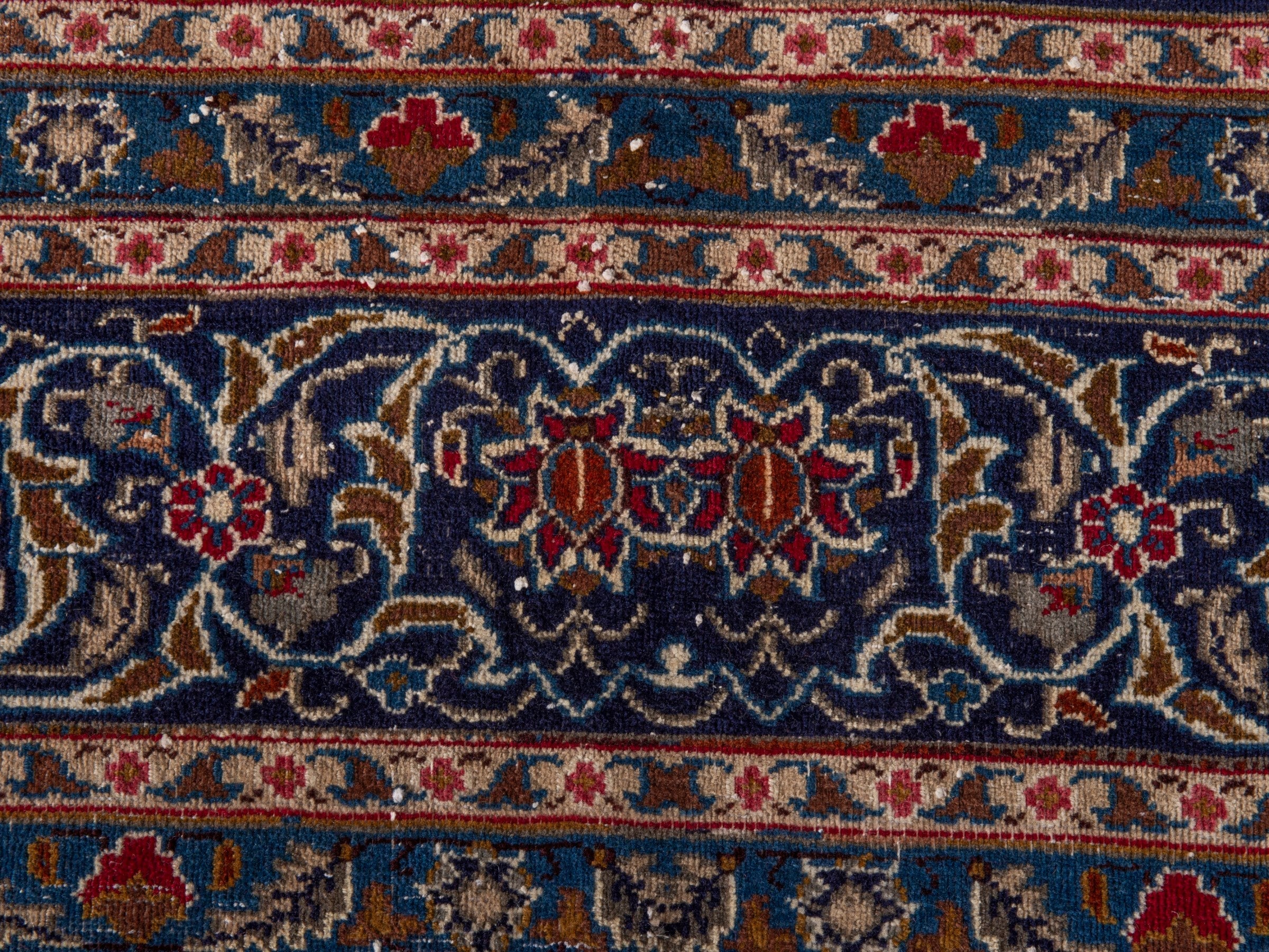 Persian Kashmar oversized rug in navy and rust, view 9 of 17