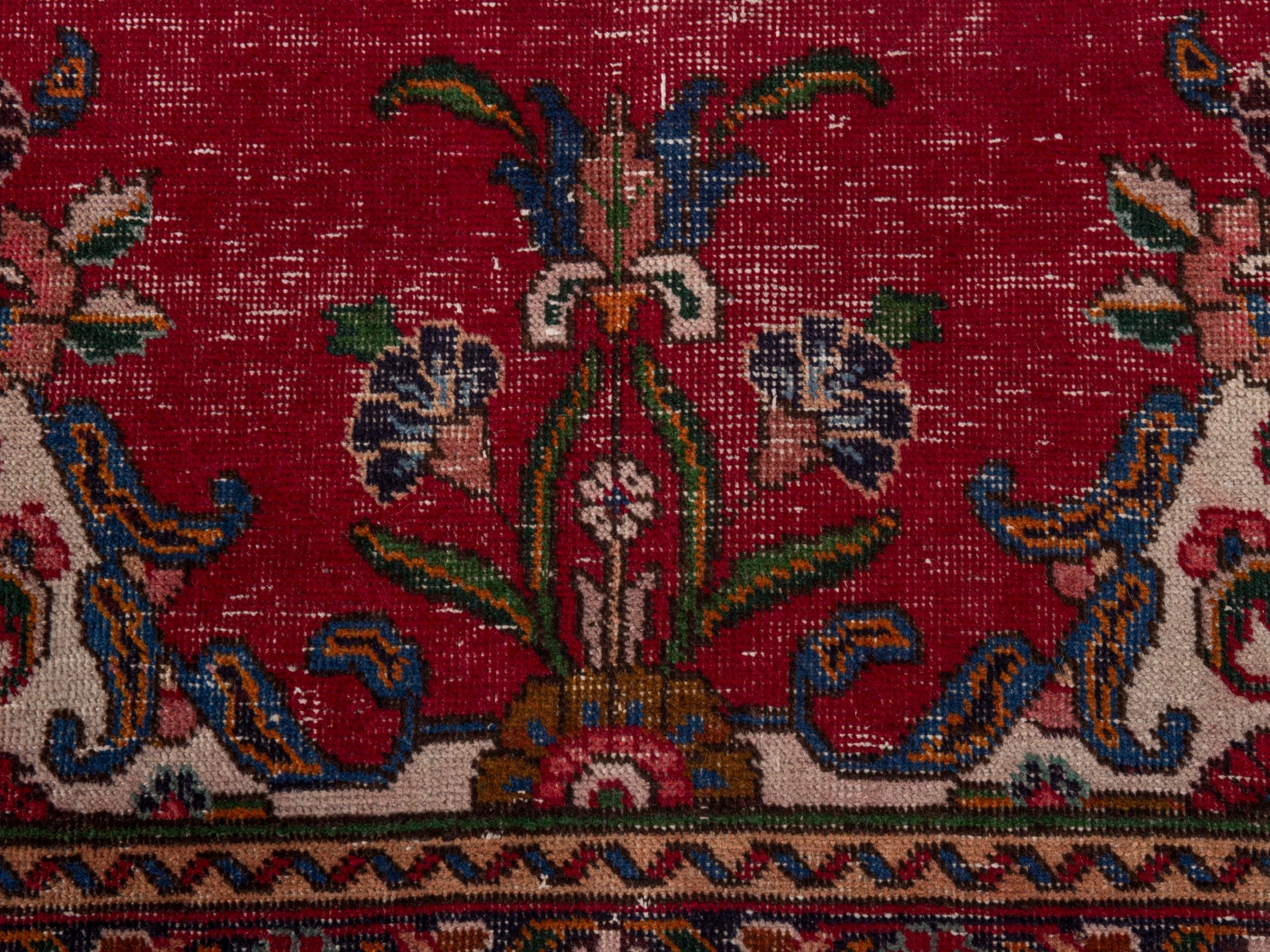 Persian Tabriz oversized rug in deep red and burgundy, view 11 of 21