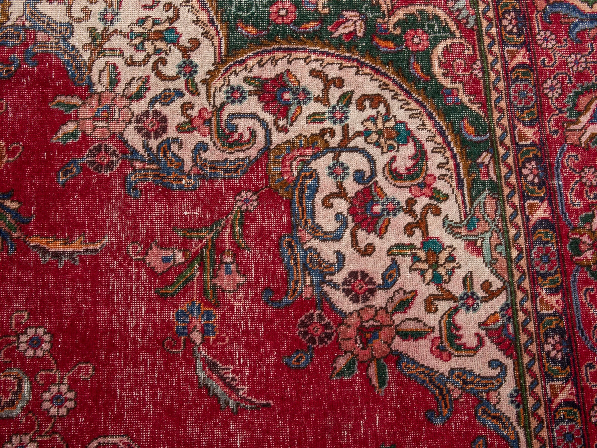 Persian Tabriz oversized rug in deep red and burgundy, view 14 of 21