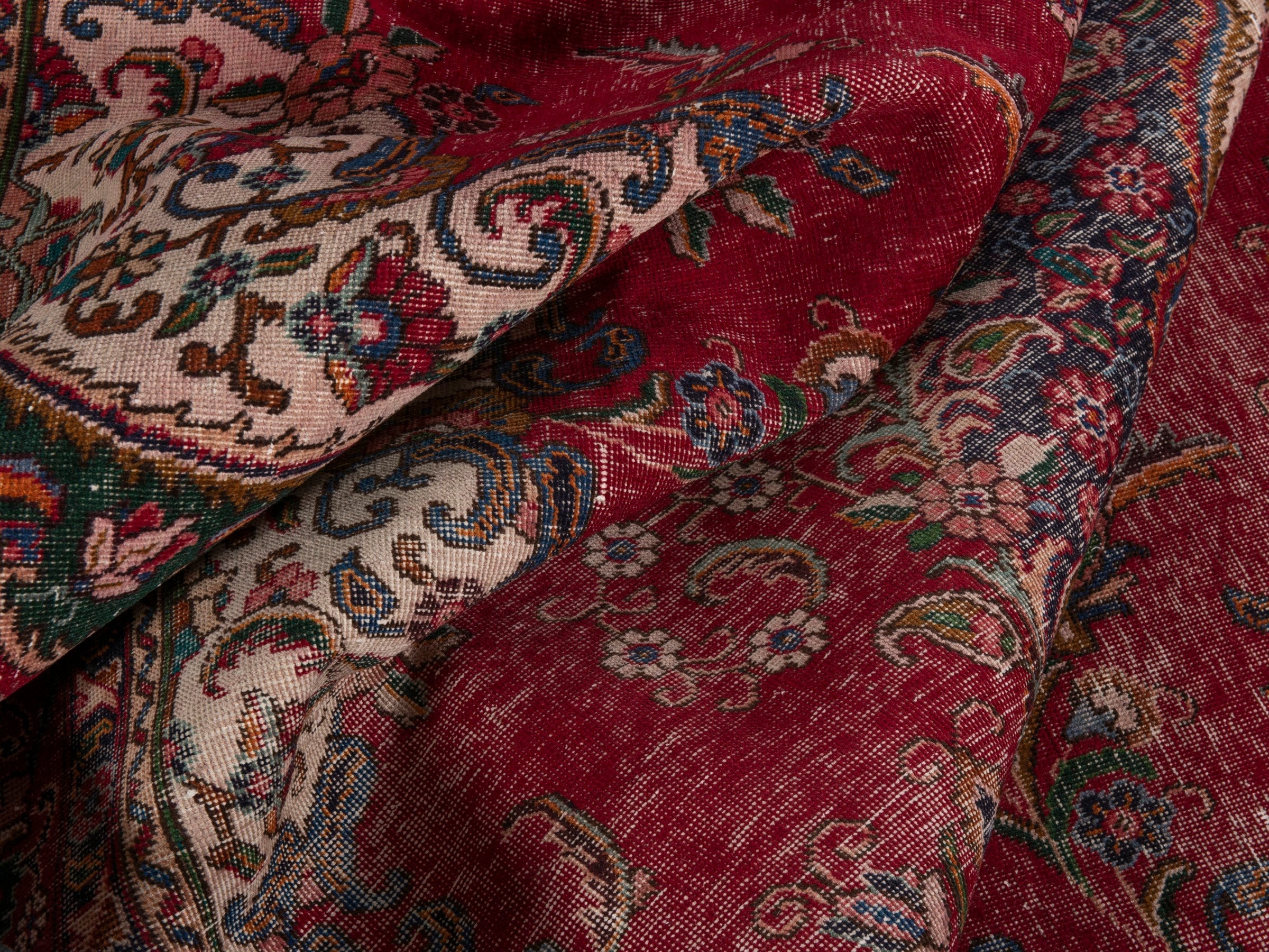 Persian Tabriz oversized rug in deep red and burgundy, view 16 of 21