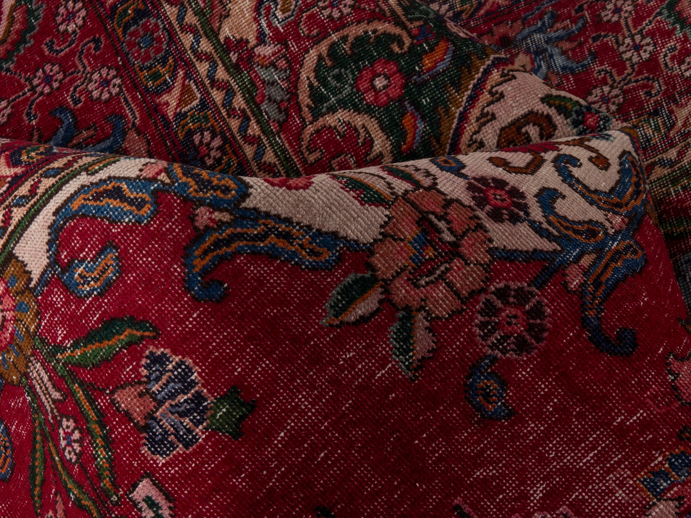 Persian Tabriz oversized rug in deep red and burgundy, view 17 of 21
