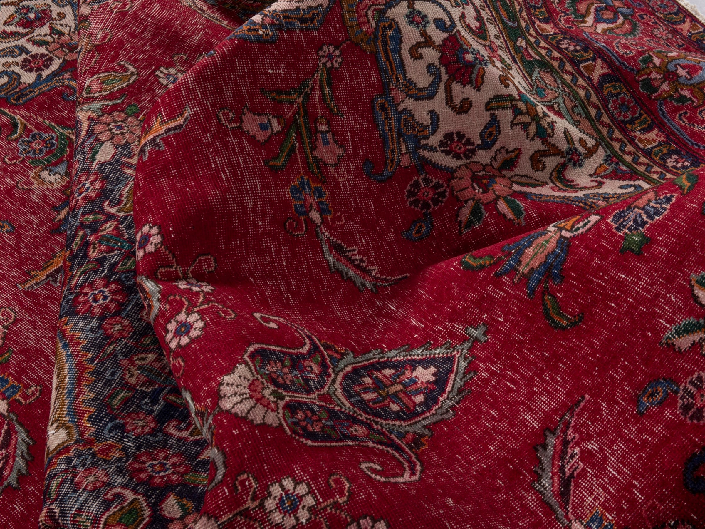Persian Tabriz oversized rug in deep red and burgundy, view 19 of 21