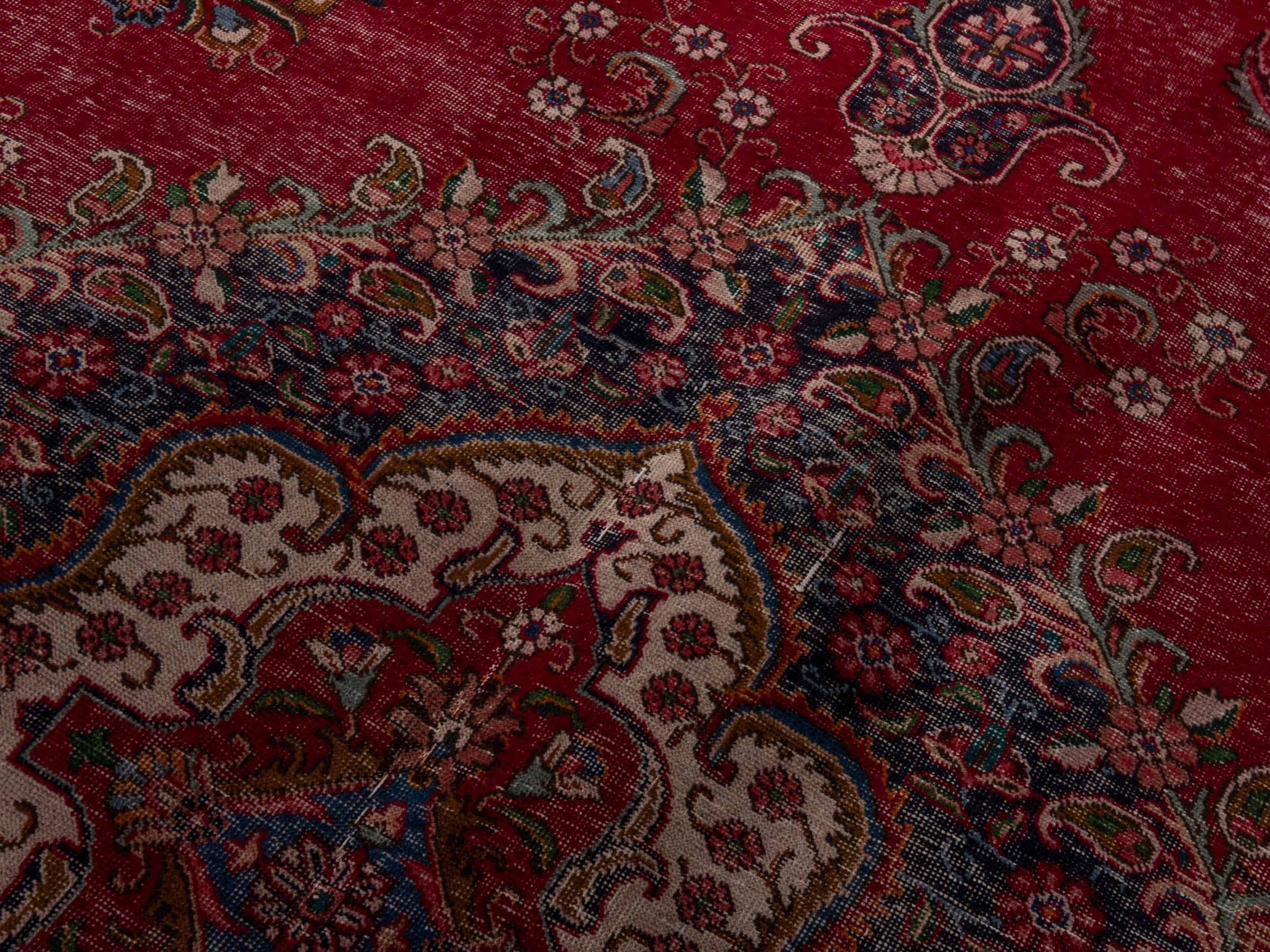 Persian Tabriz oversized rug in deep red and burgundy, view 20 of 21