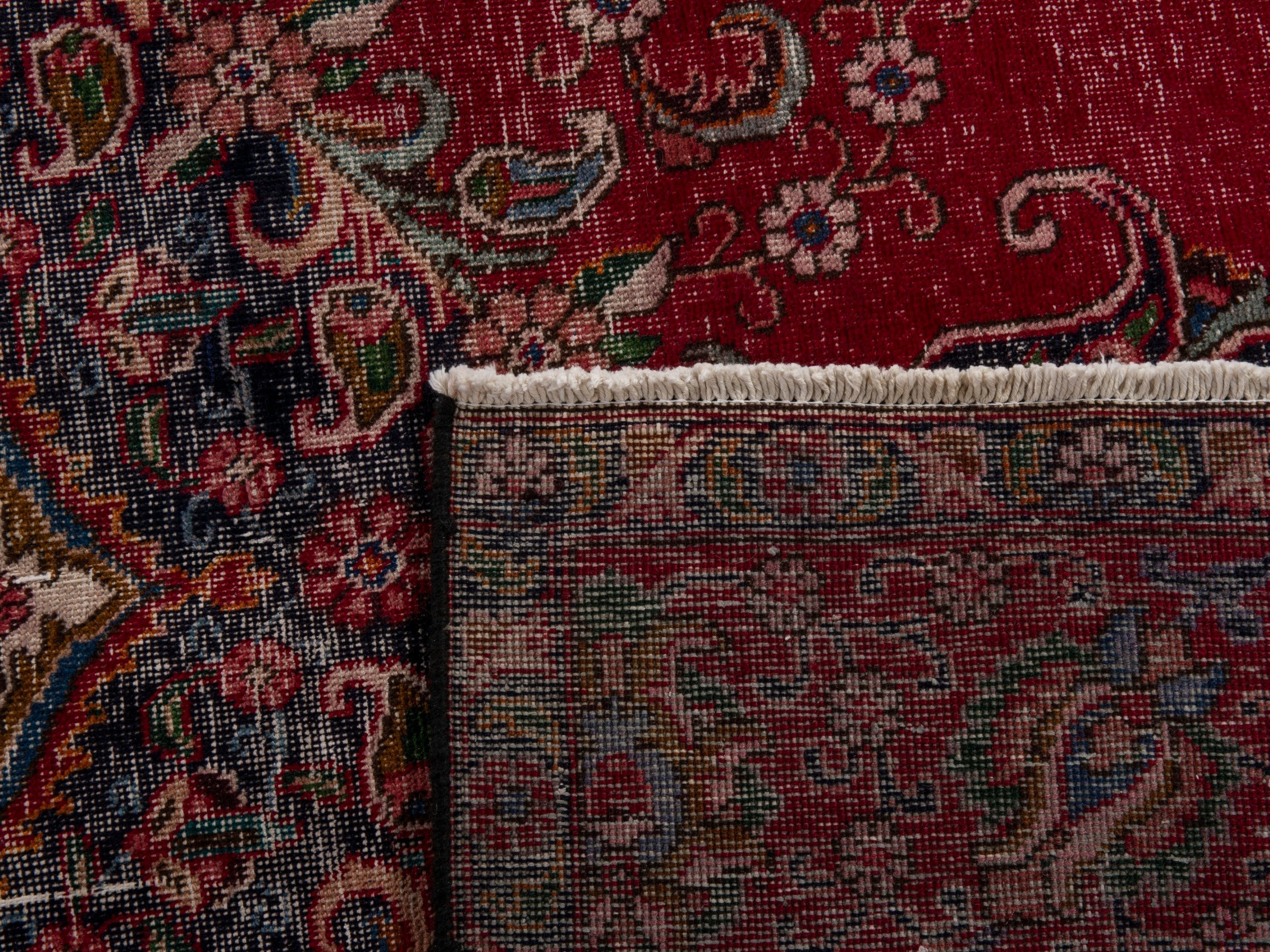 Persian Tabriz oversized rug in deep red and burgundy, view 21 of 21