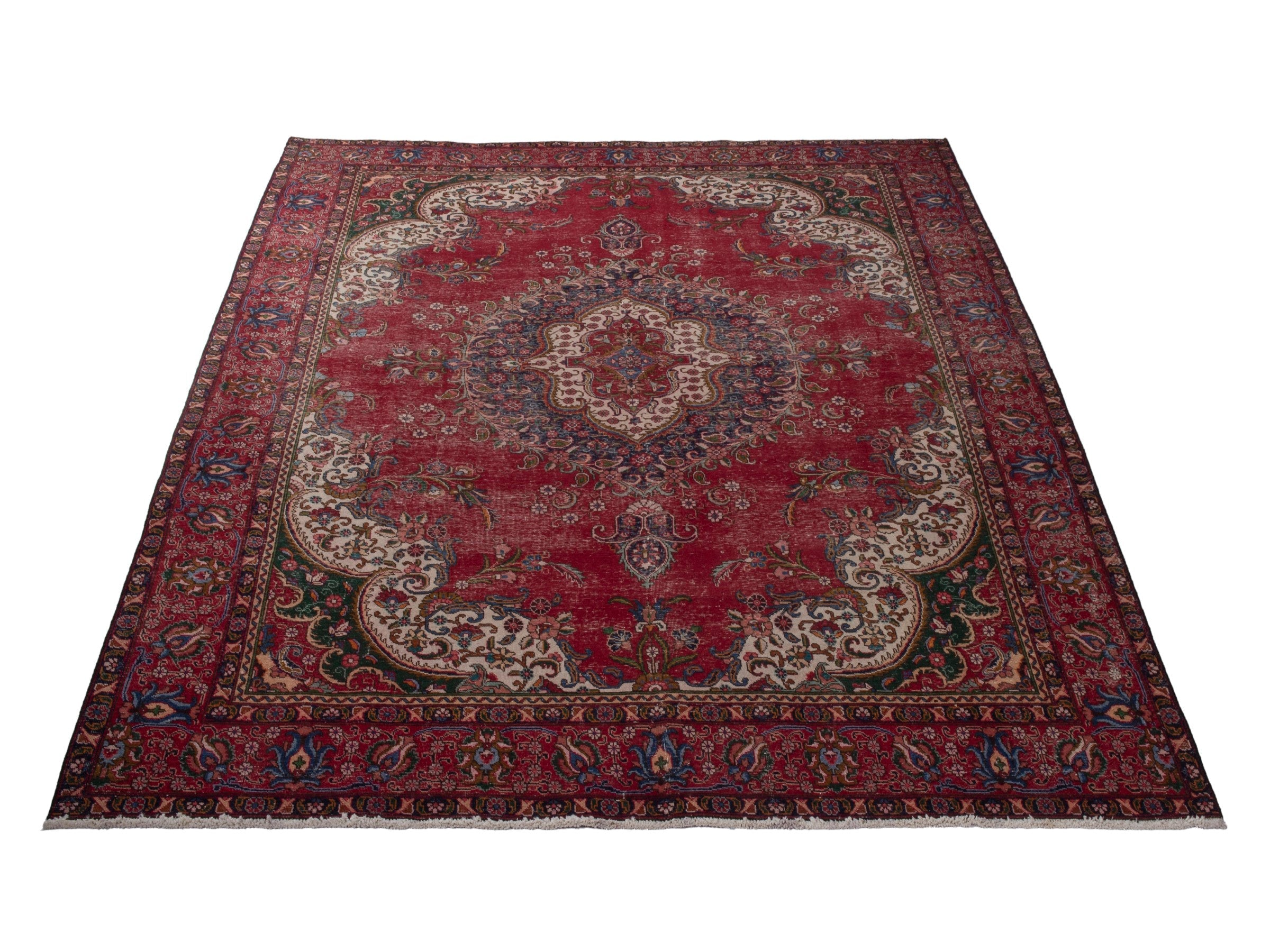 Persian Tabriz oversized rug in deep red and burgundy, view 2 of 21