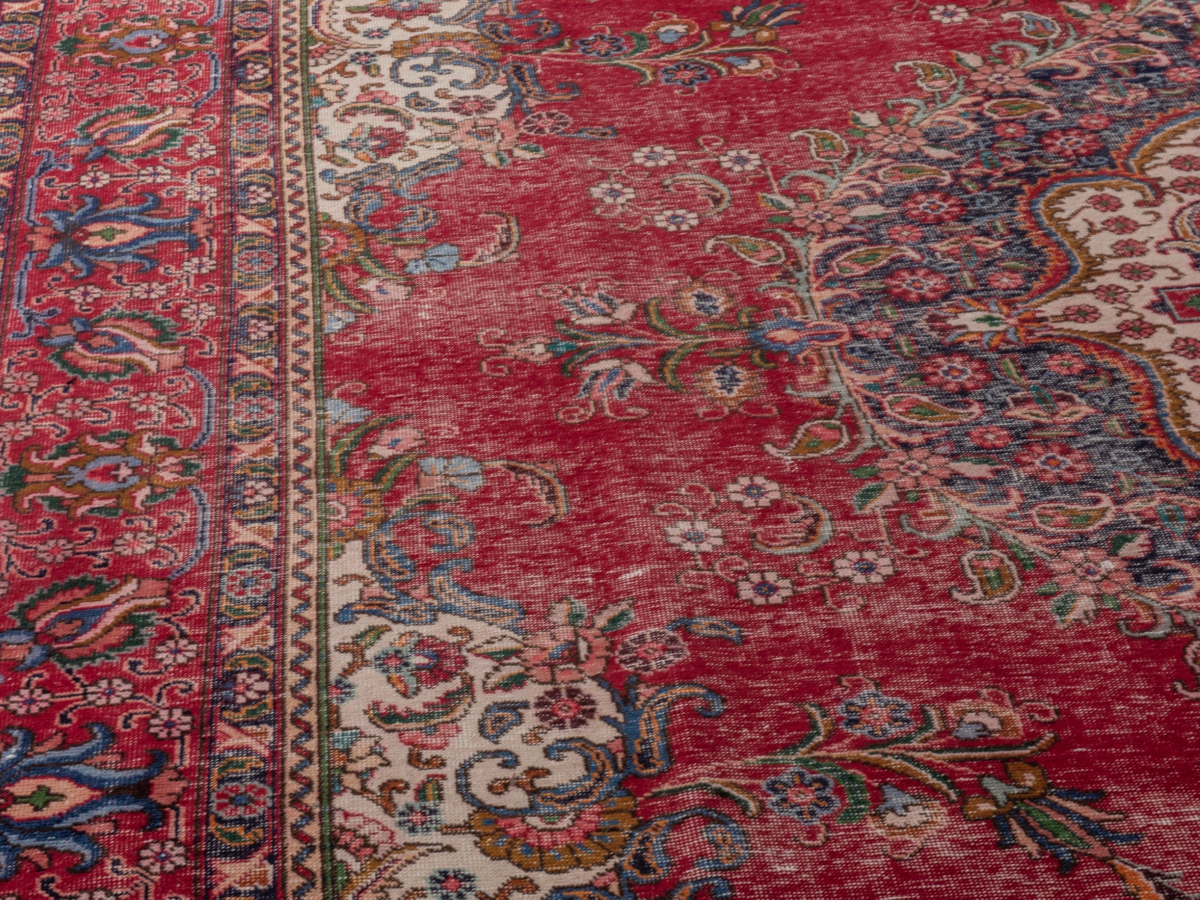 Persian Tabriz oversized rug in deep red and burgundy, view 6 of 21