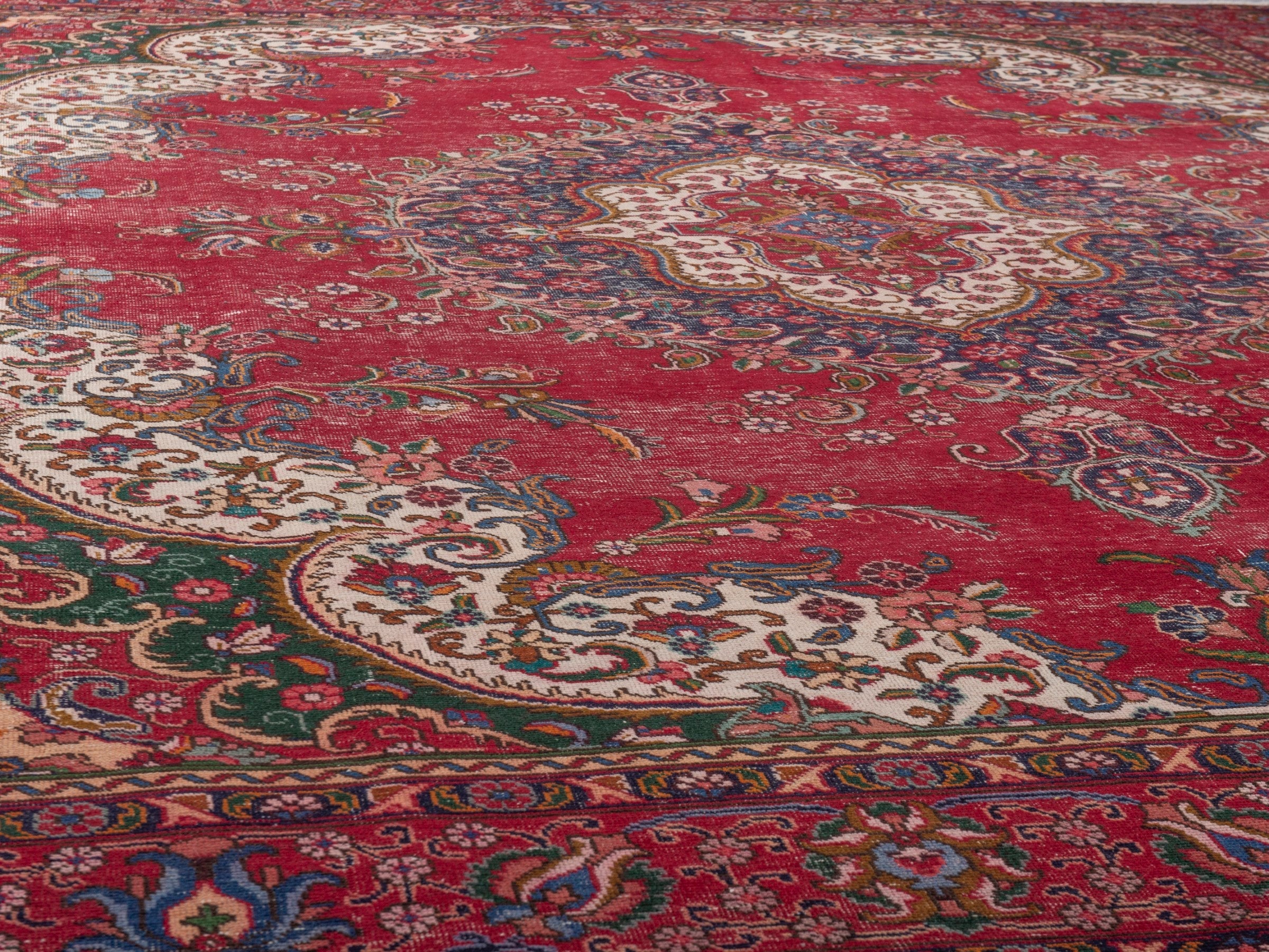 Persian Tabriz oversized rug in deep red and burgundy, view 8 of 21