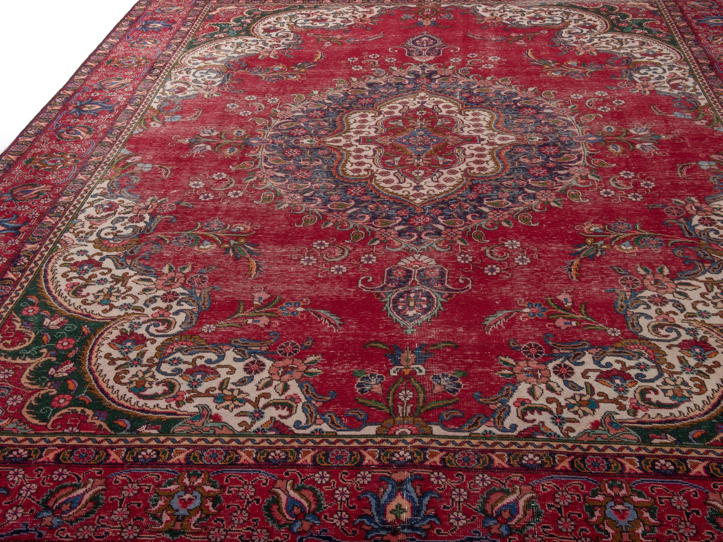 Persian Tabriz oversized rug in deep red and burgundy, view 10 of 21
