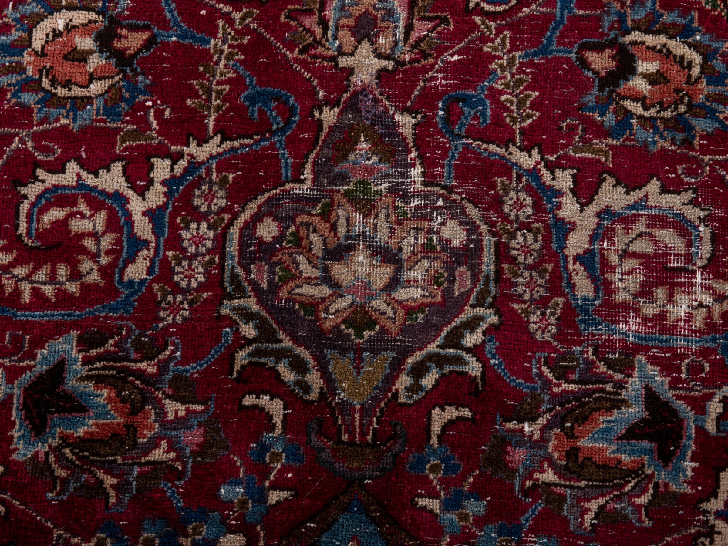 Persian Mashhad oversized rug in burgundy and faded red, view 14 of 23