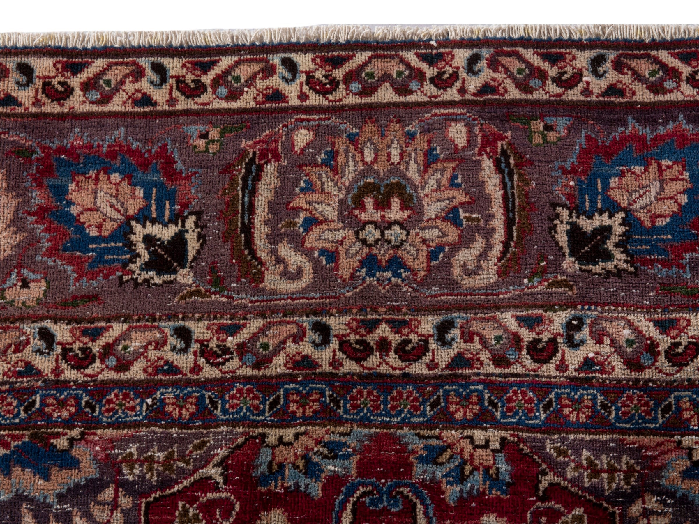 Persian Mashhad oversized rug in burgundy and faded red, view 15 of 23