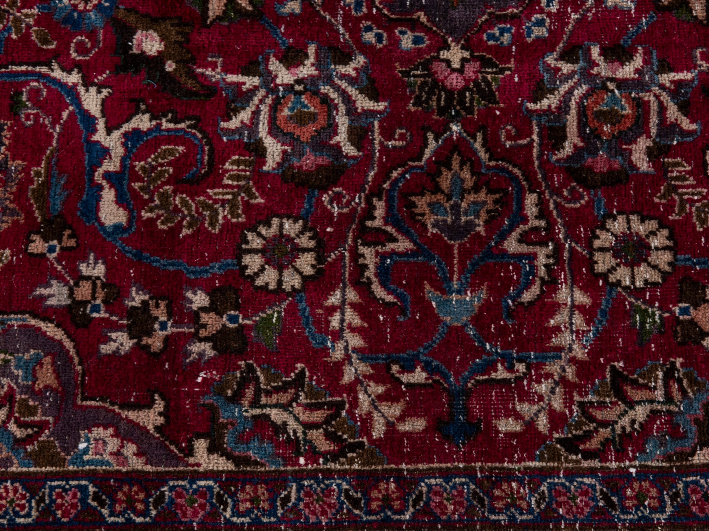 Persian Mashhad oversized rug in burgundy and faded red, view 18 of 23