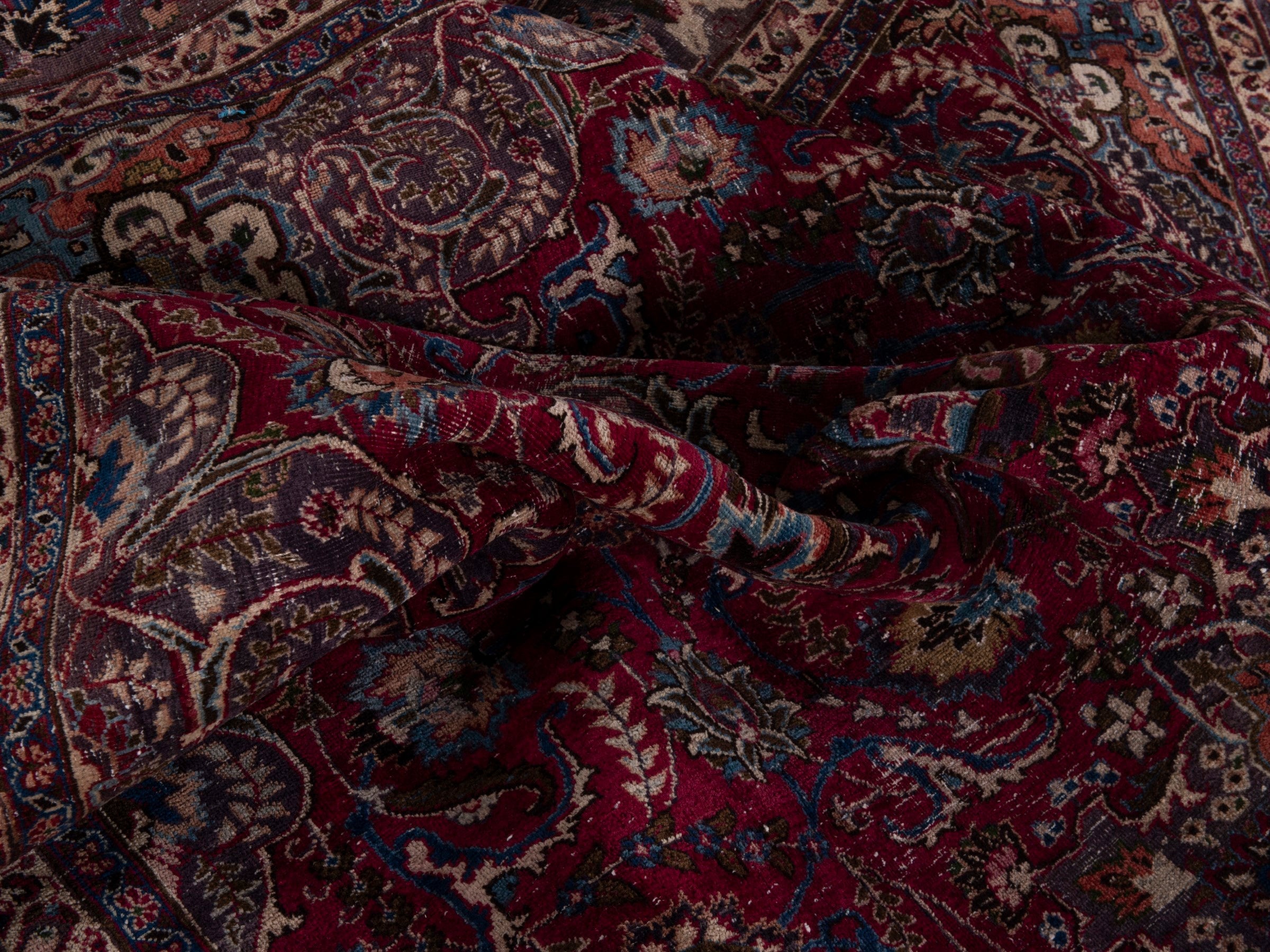 Persian Mashhad oversized rug in burgundy and faded red, view 19 of 23