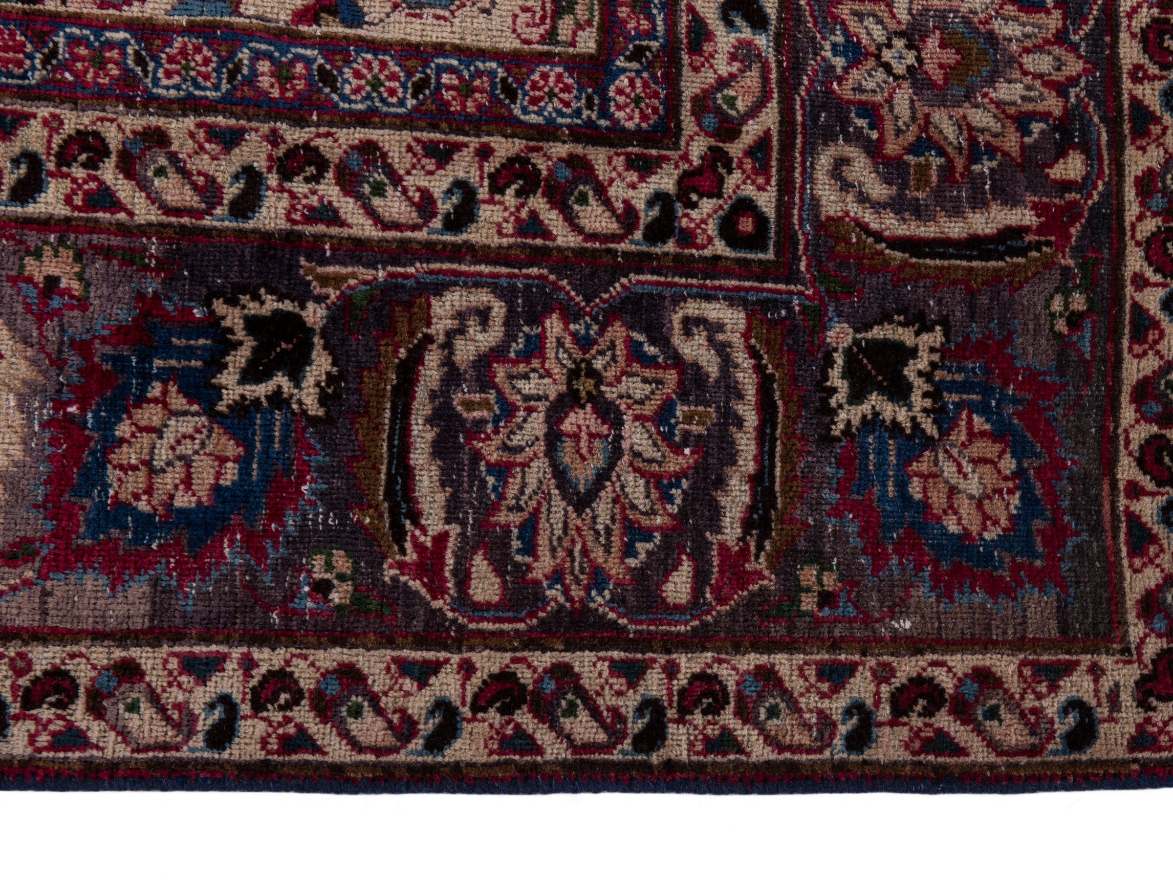 Persian Mashhad oversized rug in burgundy and faded red, view 4 of 23